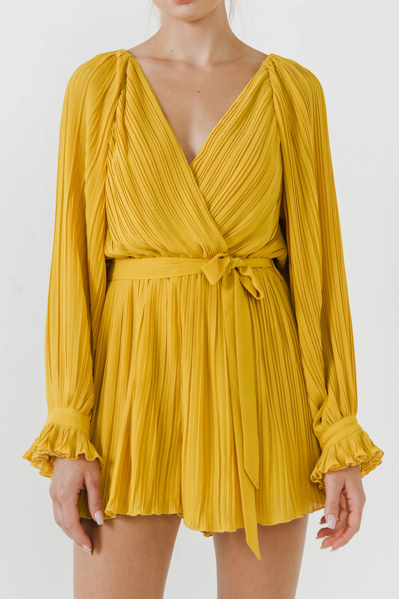 Pleated Surplice Romper