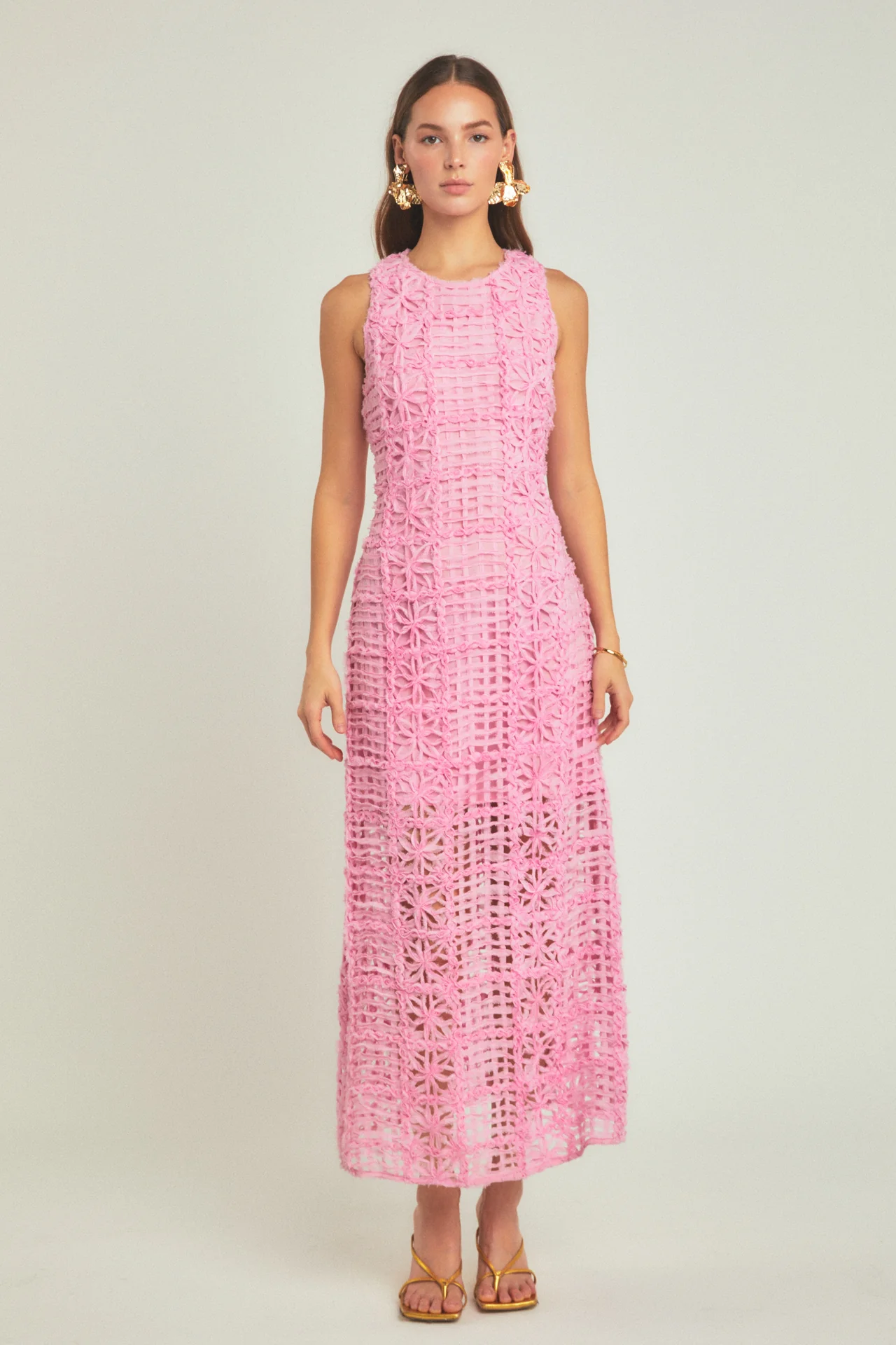 Textured Sleeveless Maxi Dress
