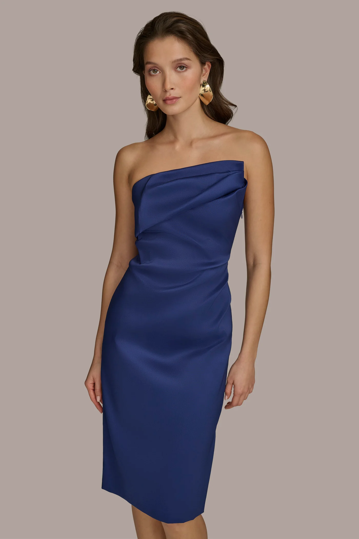 ASYMMETRICAL NECK COCKTAIL SHEATH DRESS