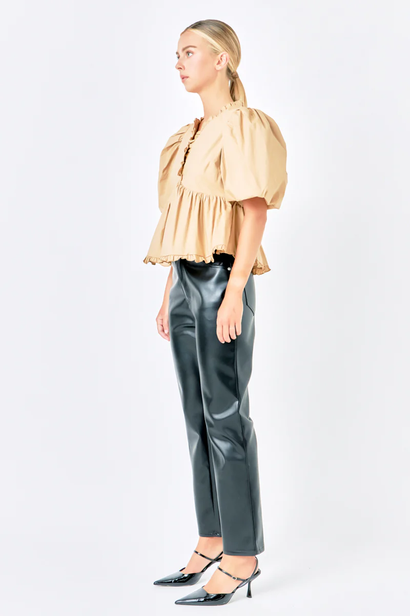 Puff Sleeve Peplum Top