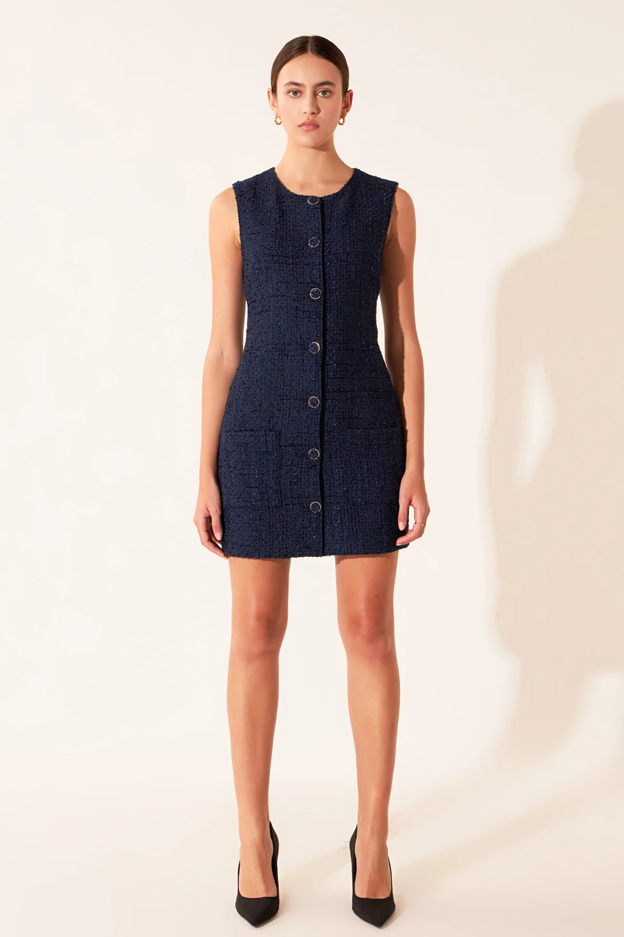 Sleeveless Tweed Mini Dress