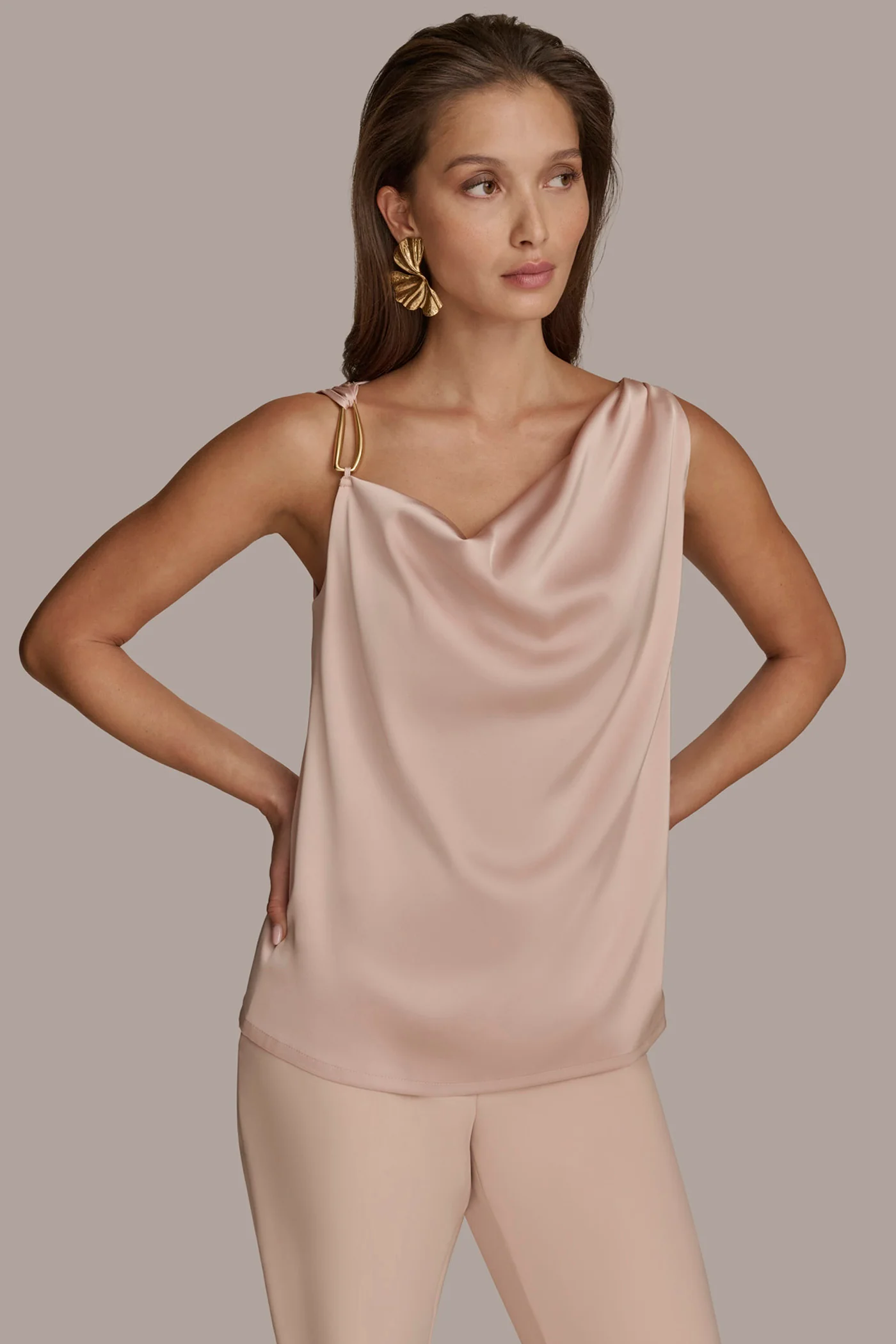 CHARMEUSE COWL NECK WITH HARDWARE