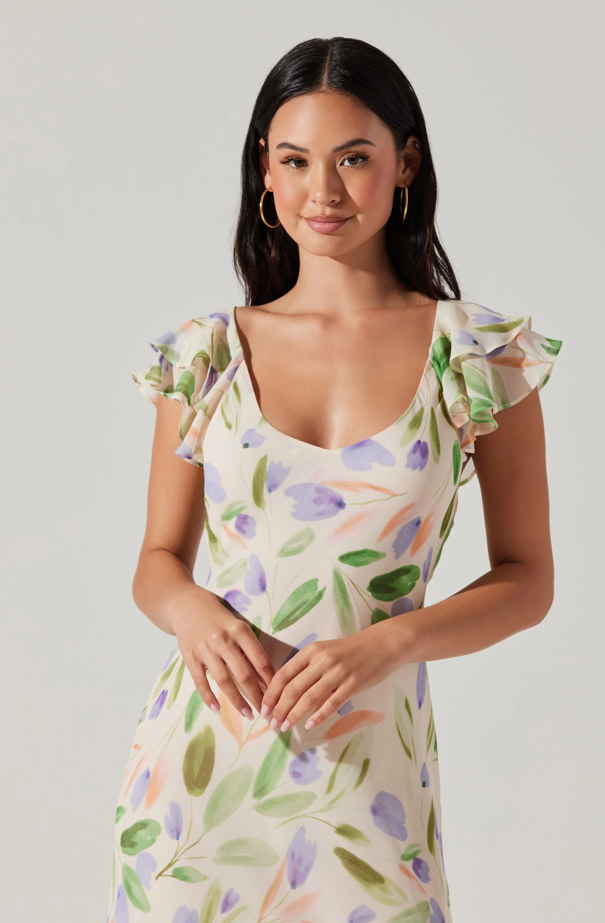 Wisteria Flutter Sleeve Maxi Dress