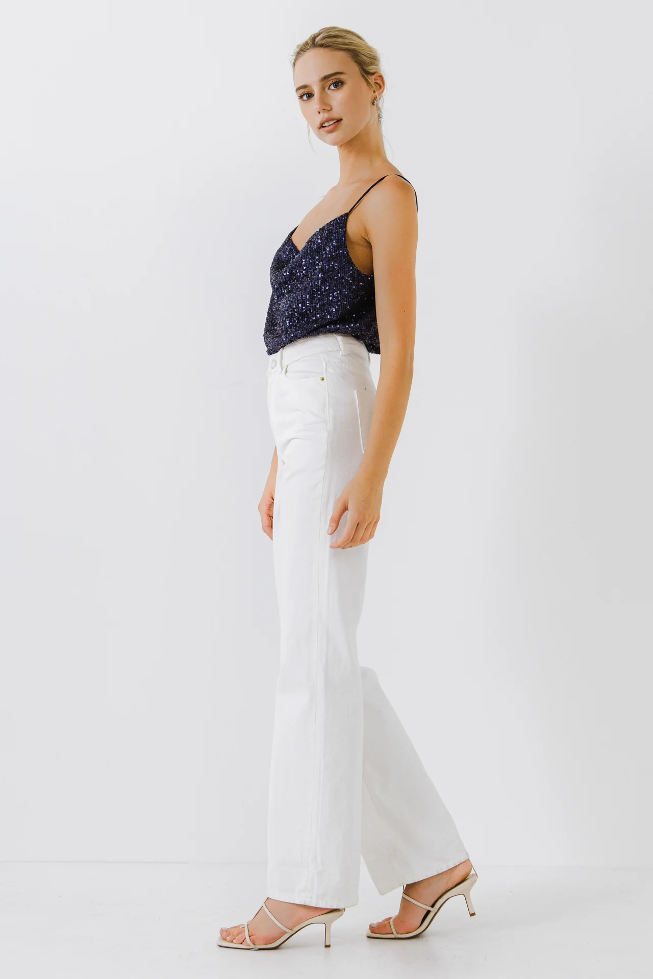 Sequins Cowl Neck Top