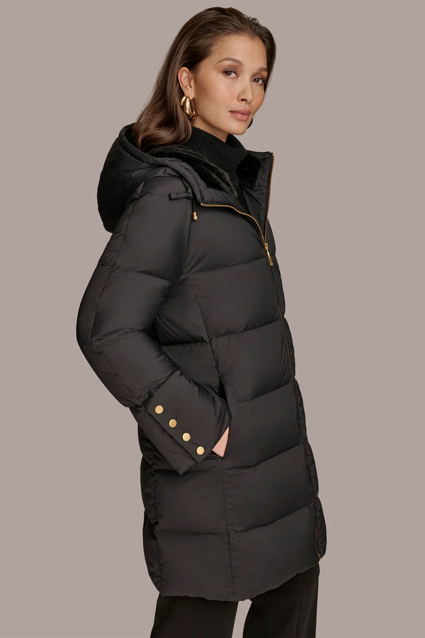 Long Hooded Down Filled Puffer Coat