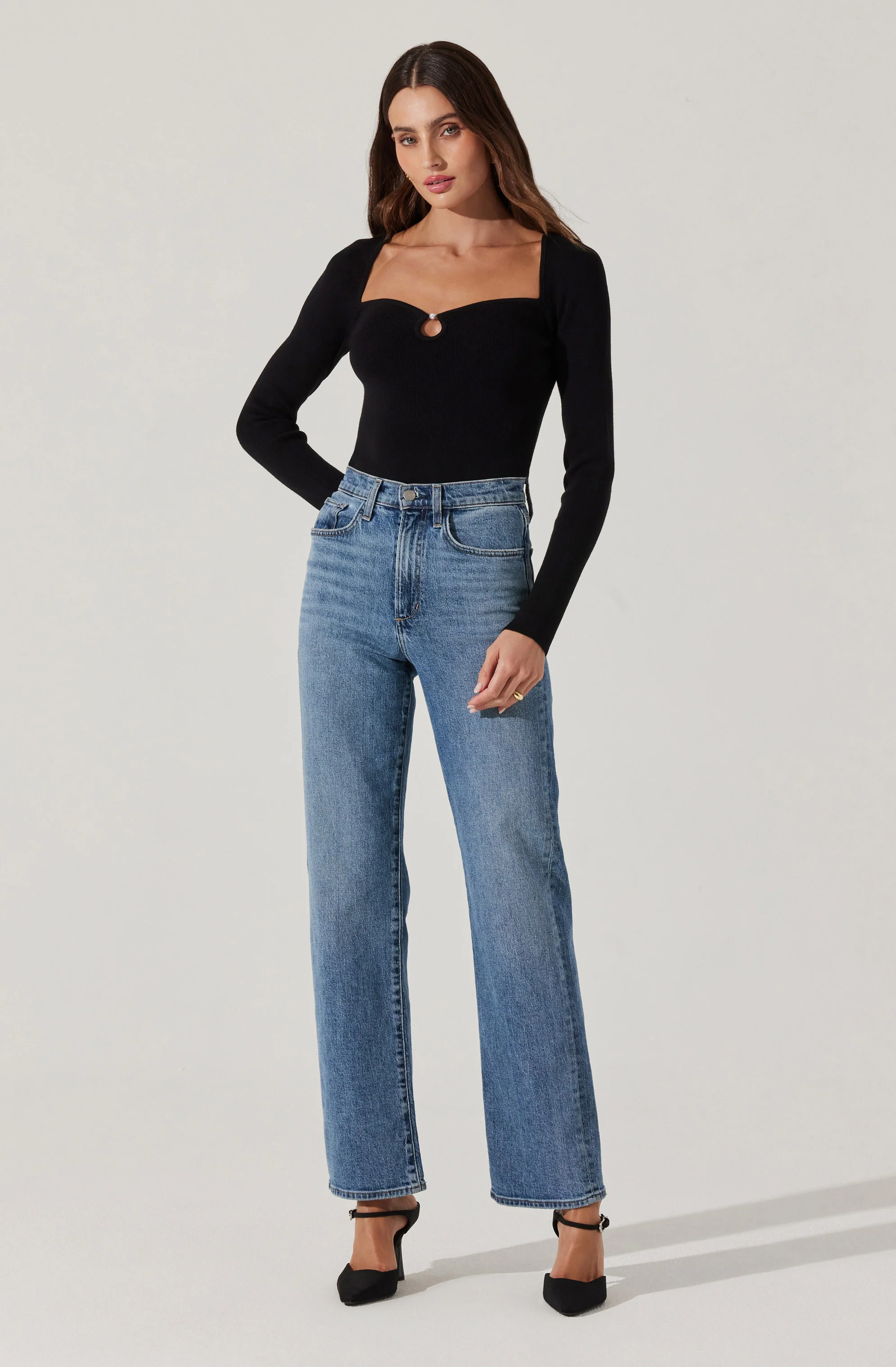 Pearl Detail Fine Knit Sweater