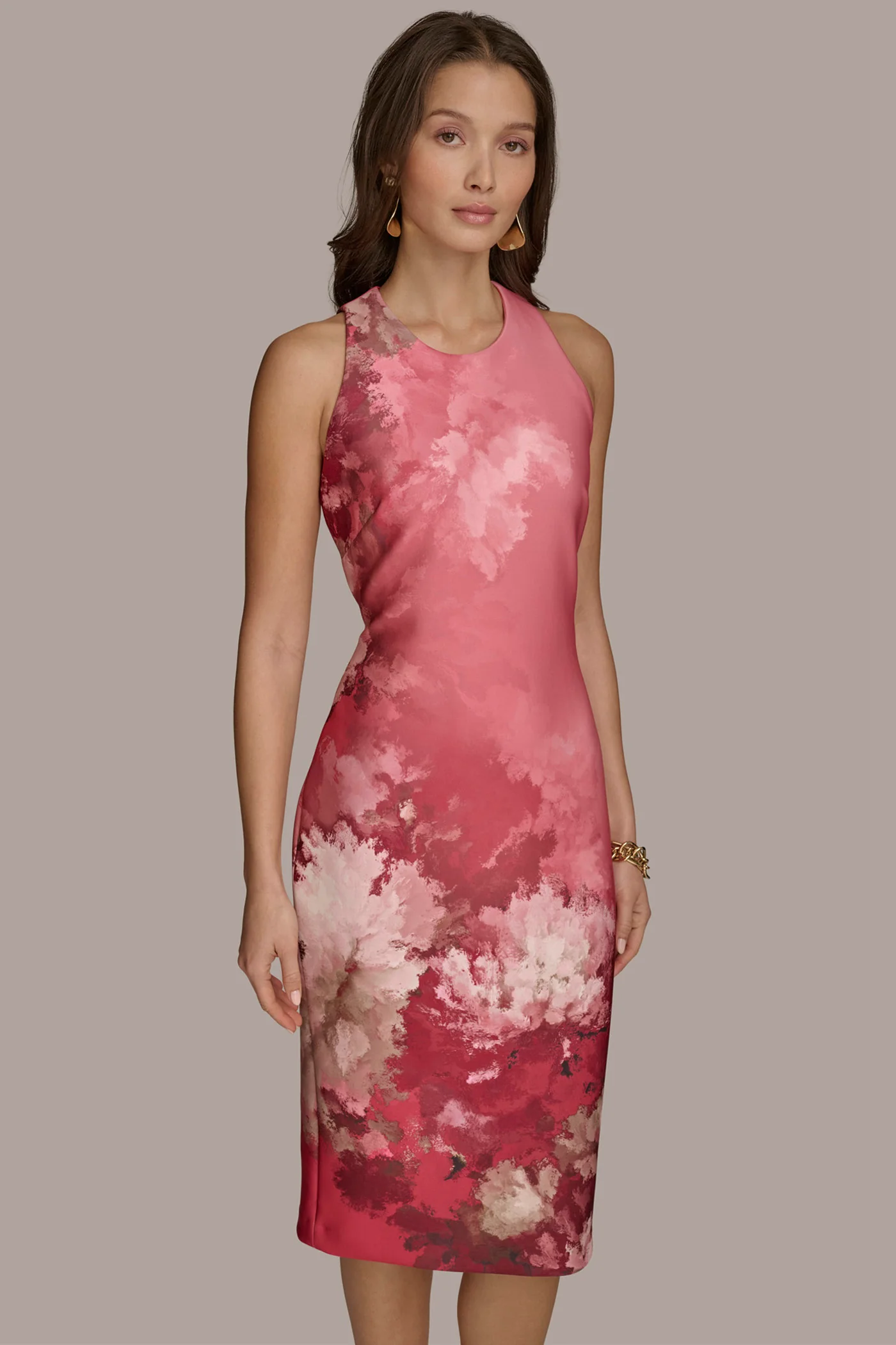 FLORAL PRINT MIDI SHEATH DRESS