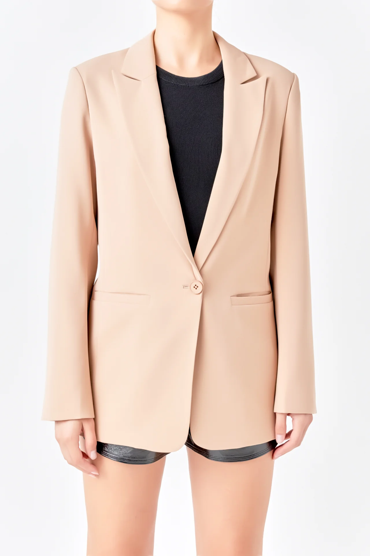 Single-Breasted Shoulder Padded Blazer