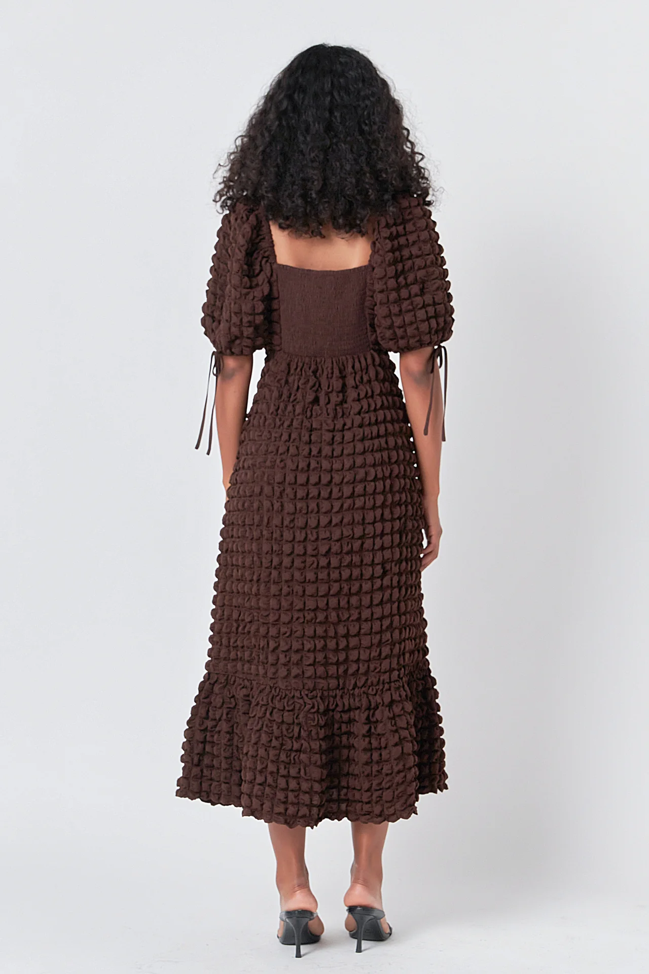 Bubble Puff Sleeve Maxi Dress