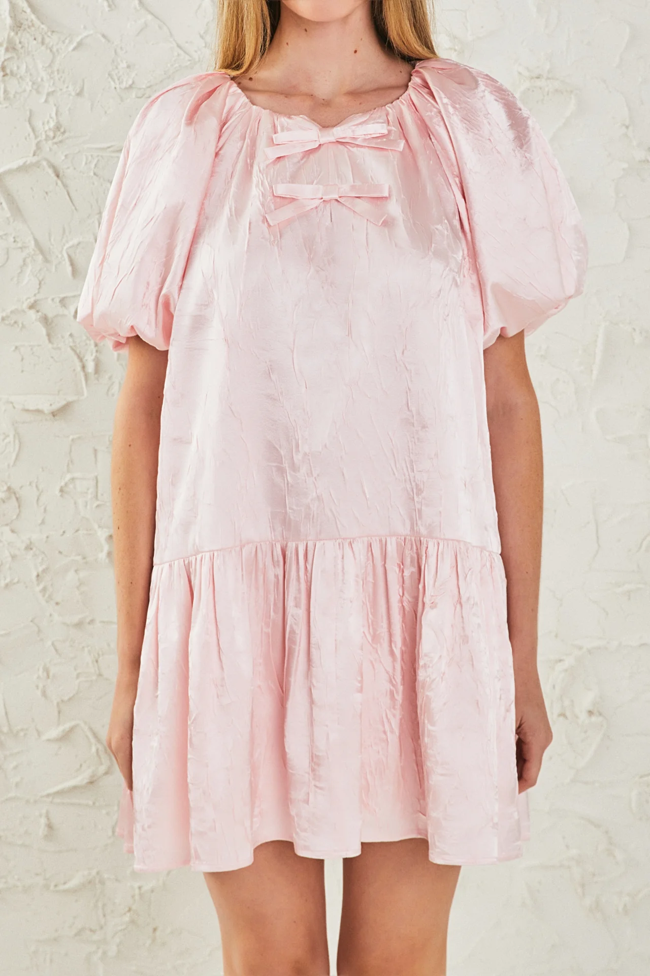 Sheen Bow Detail Mini Dress