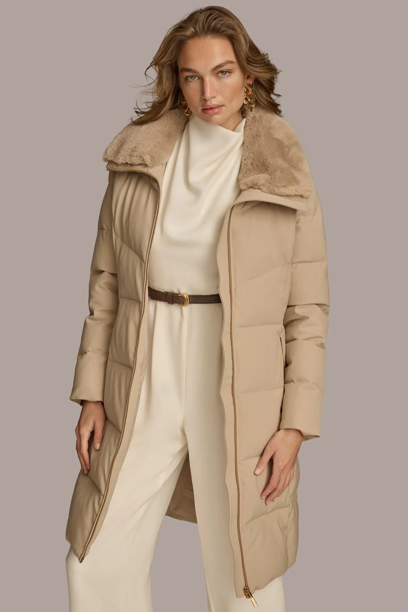 Walker Puffer Coat with Faux Fur Trim