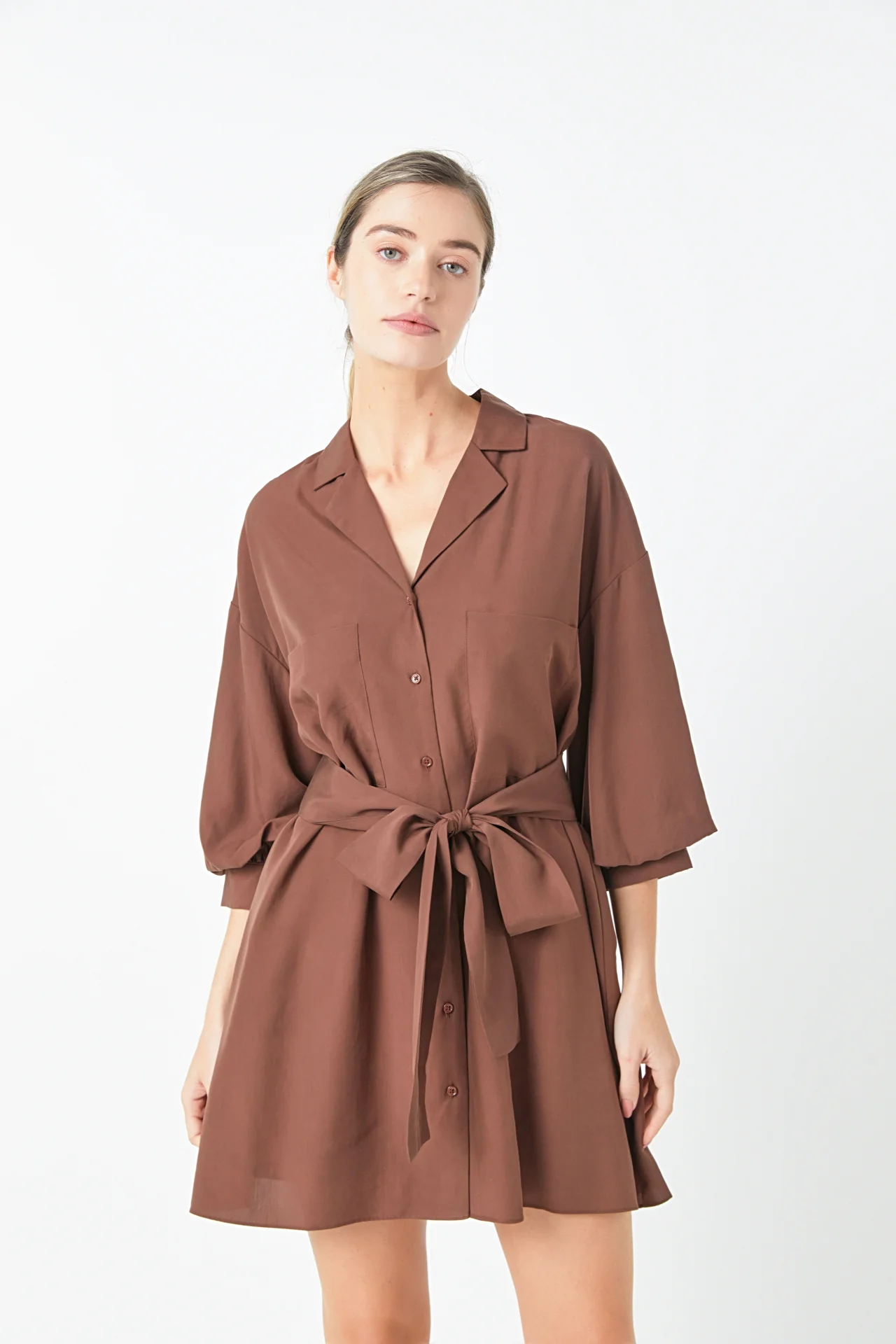 Belted Mini Shirt Dress