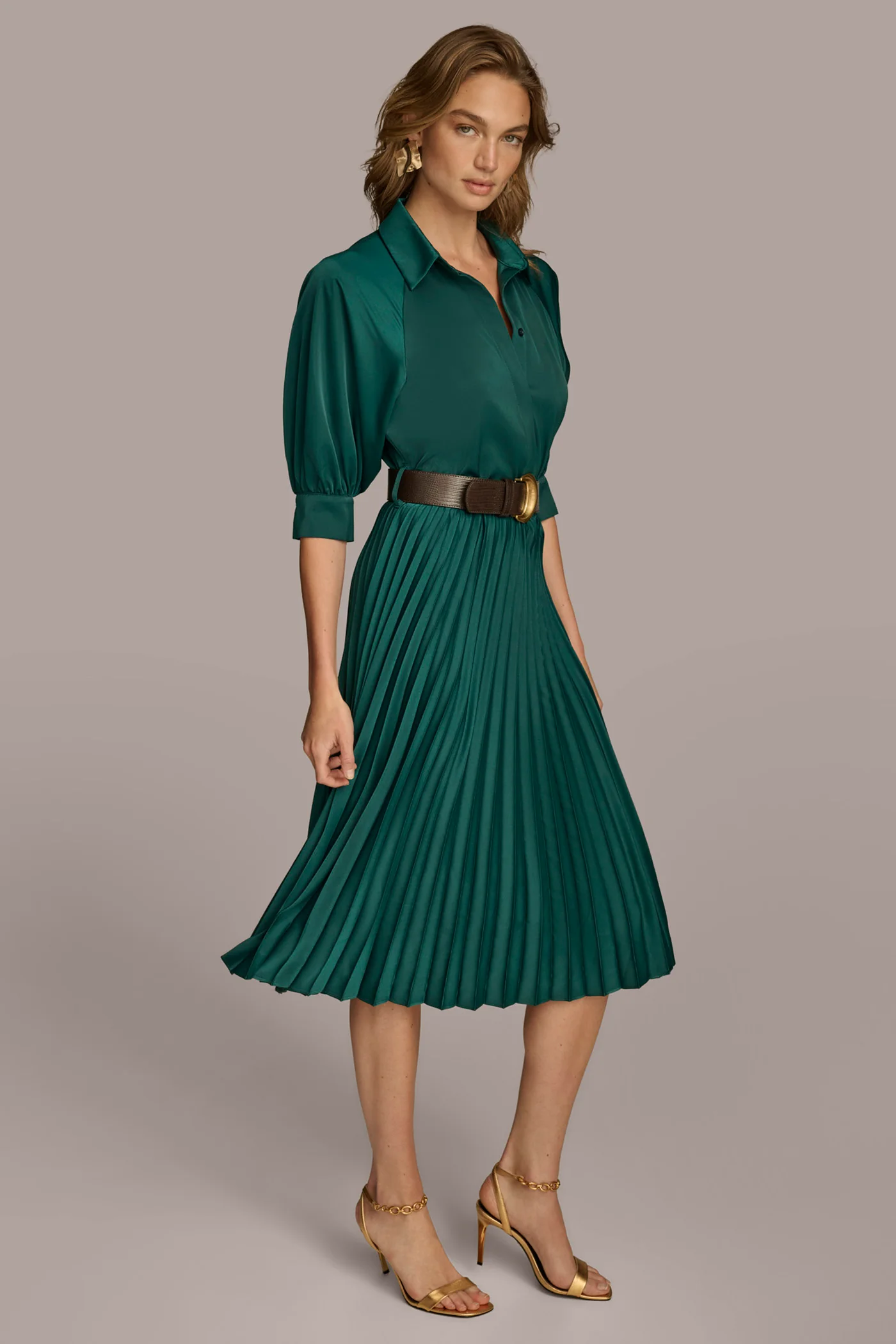 PLEATED SHIRT DRESS