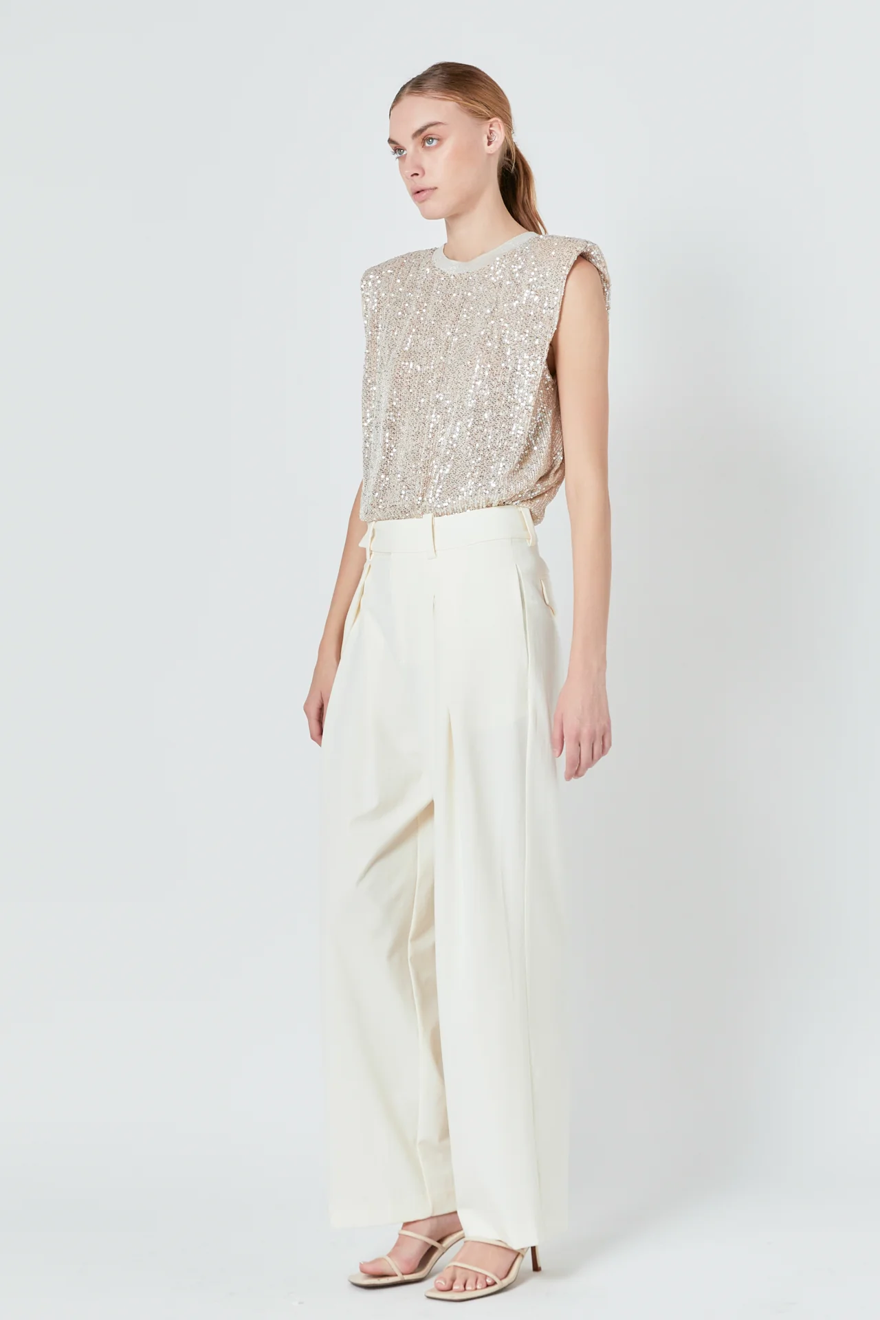 Sequin Shoulder Pad Top