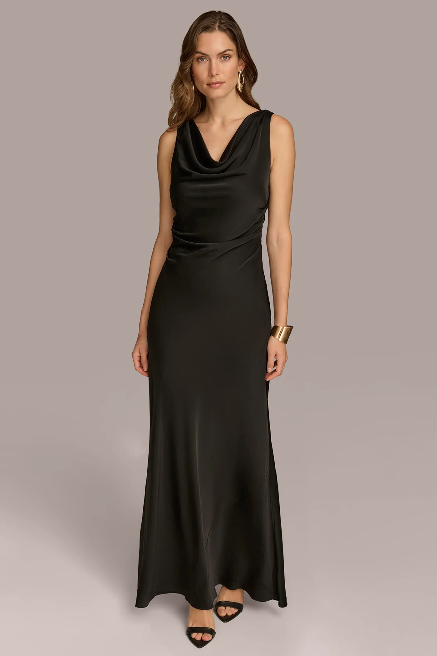SATIN COWL NECK GOWN