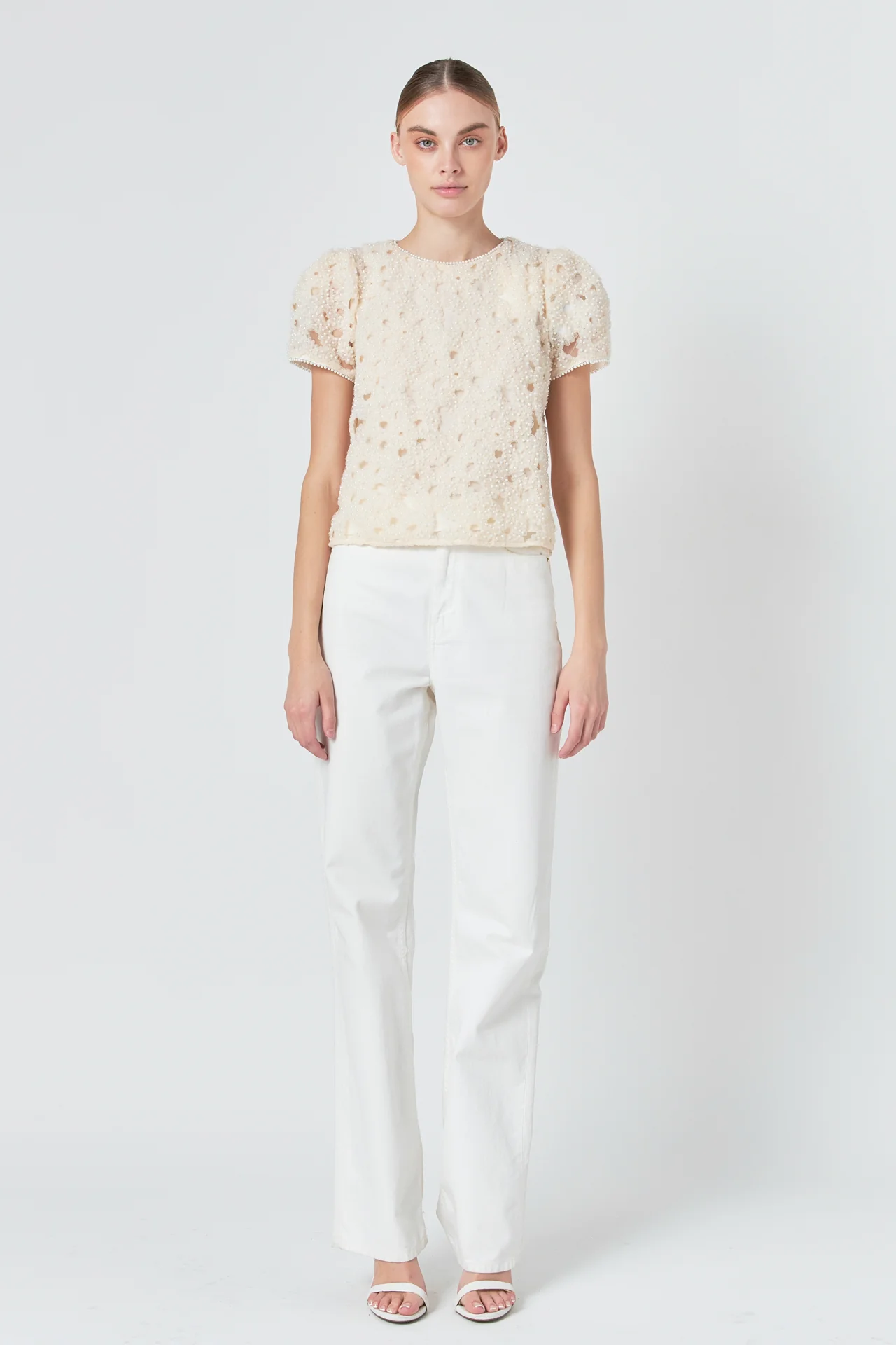 Pearl and Tulle Textured Top