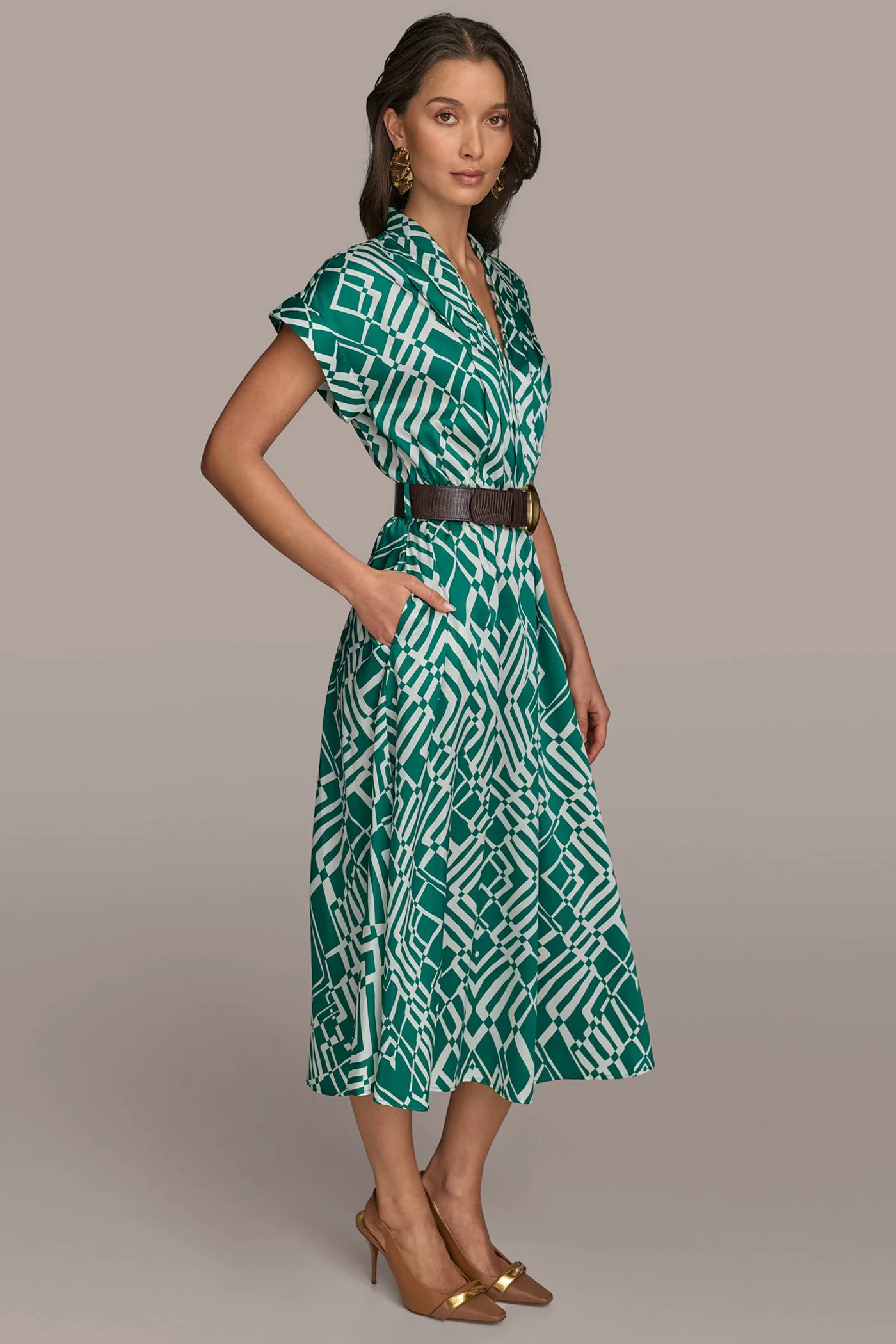 ABSTRACT MIDI SHIRT DRESS