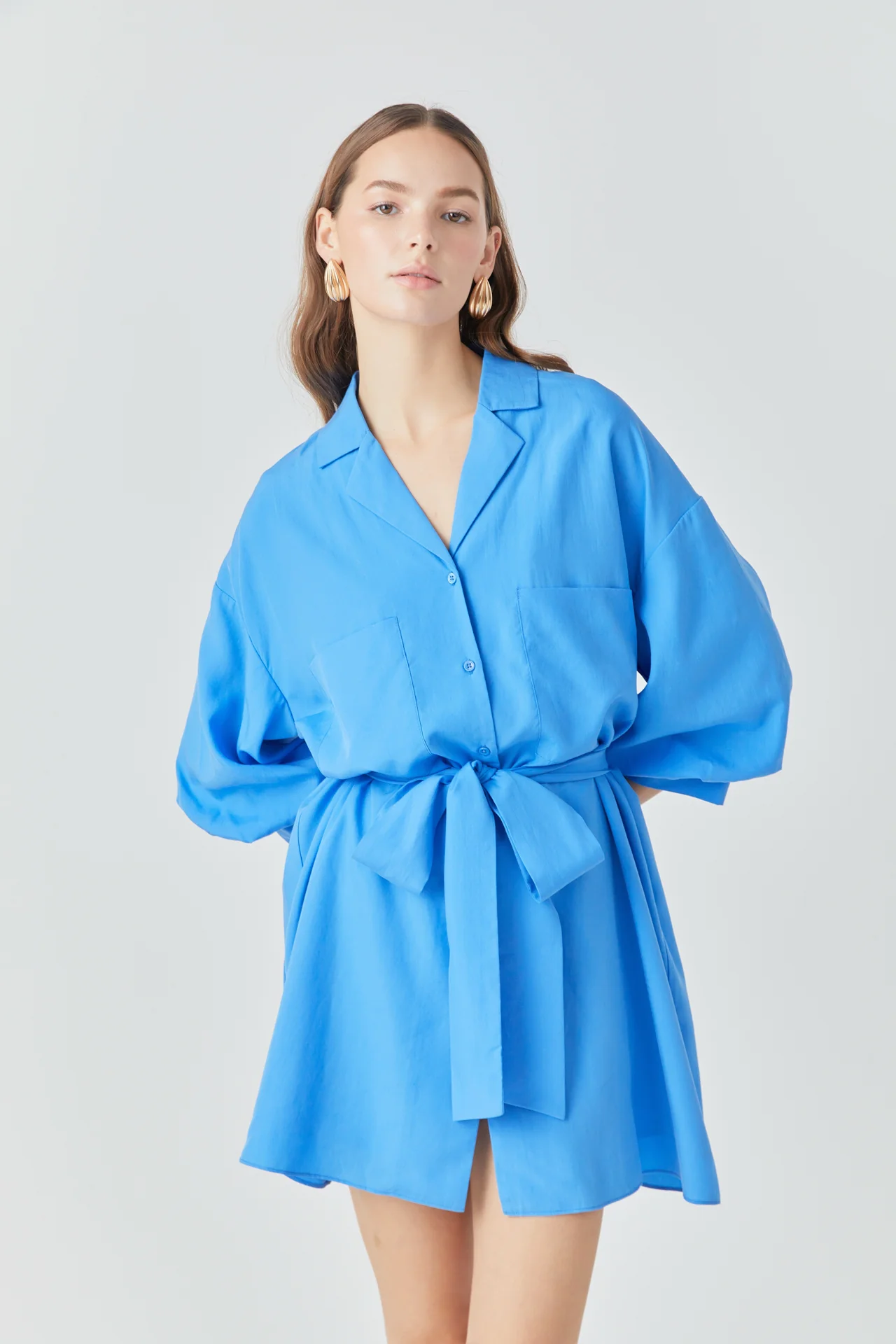Belted Mini Shirt Dress