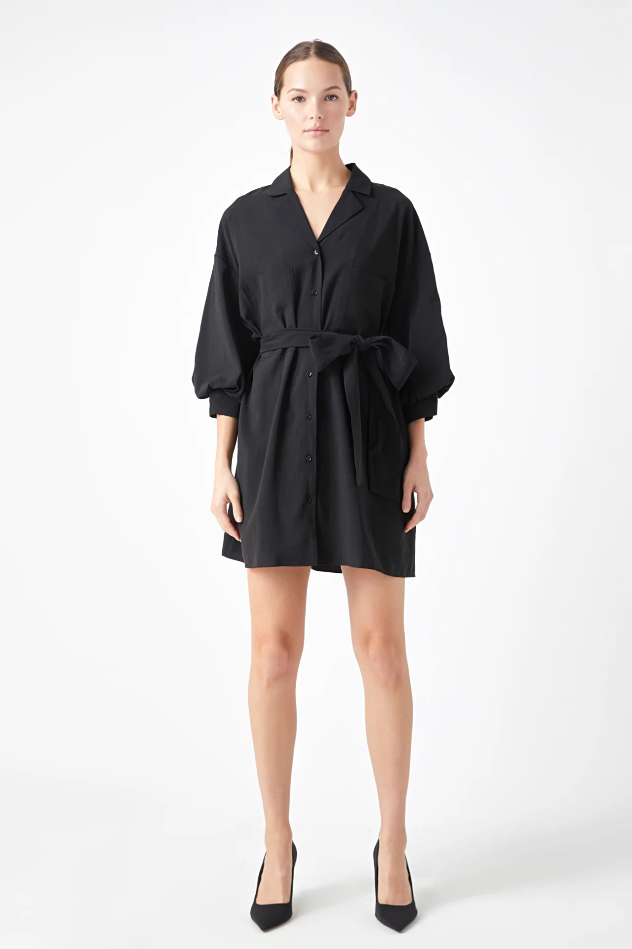 Belted Mini Shirt Dress
