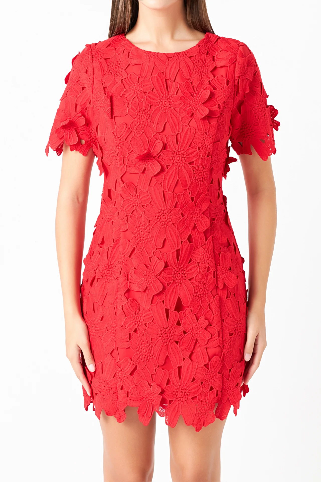 Cotton Floral Lace Mini Dress