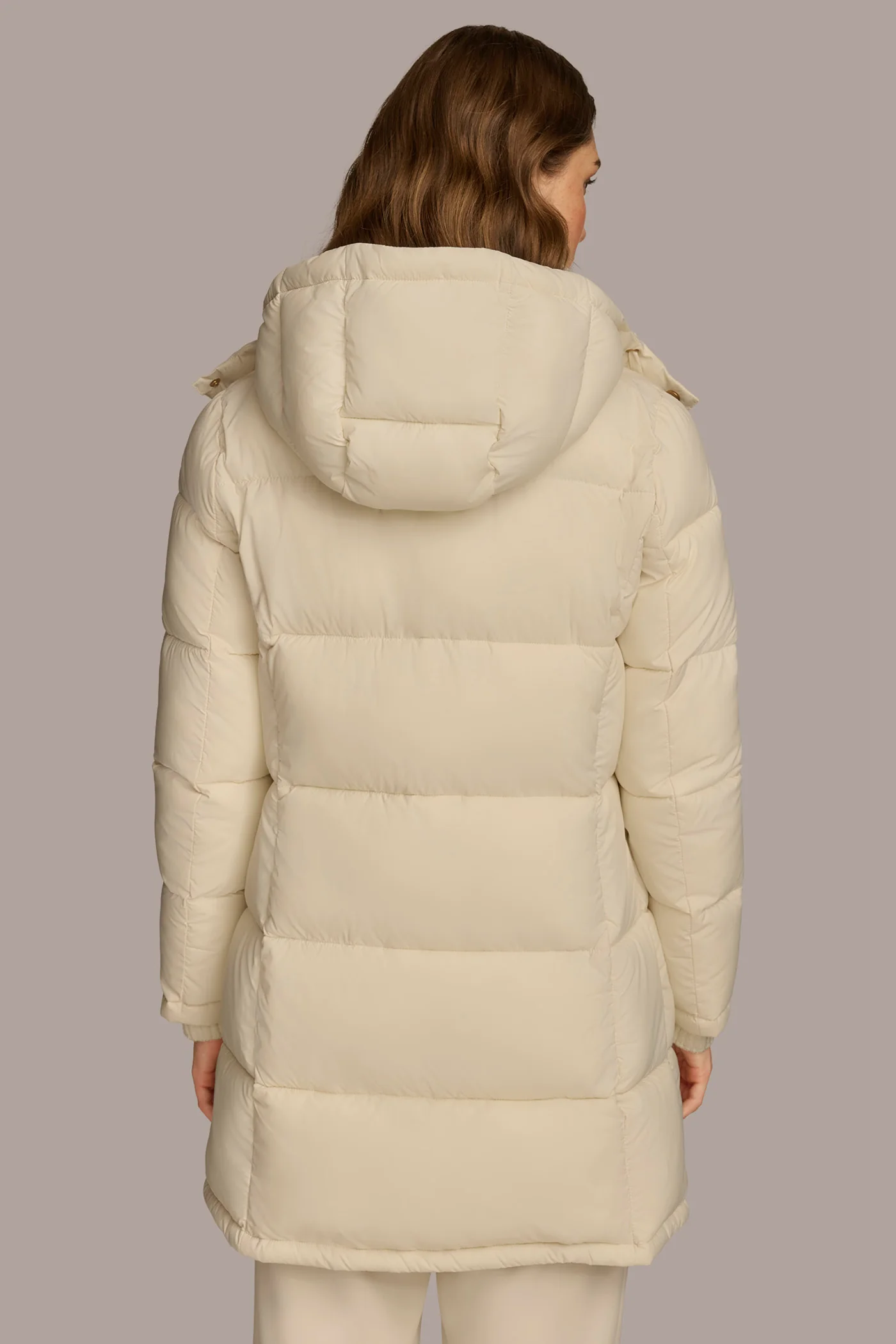 Hooded Ribbed Trim Puffer Jacket