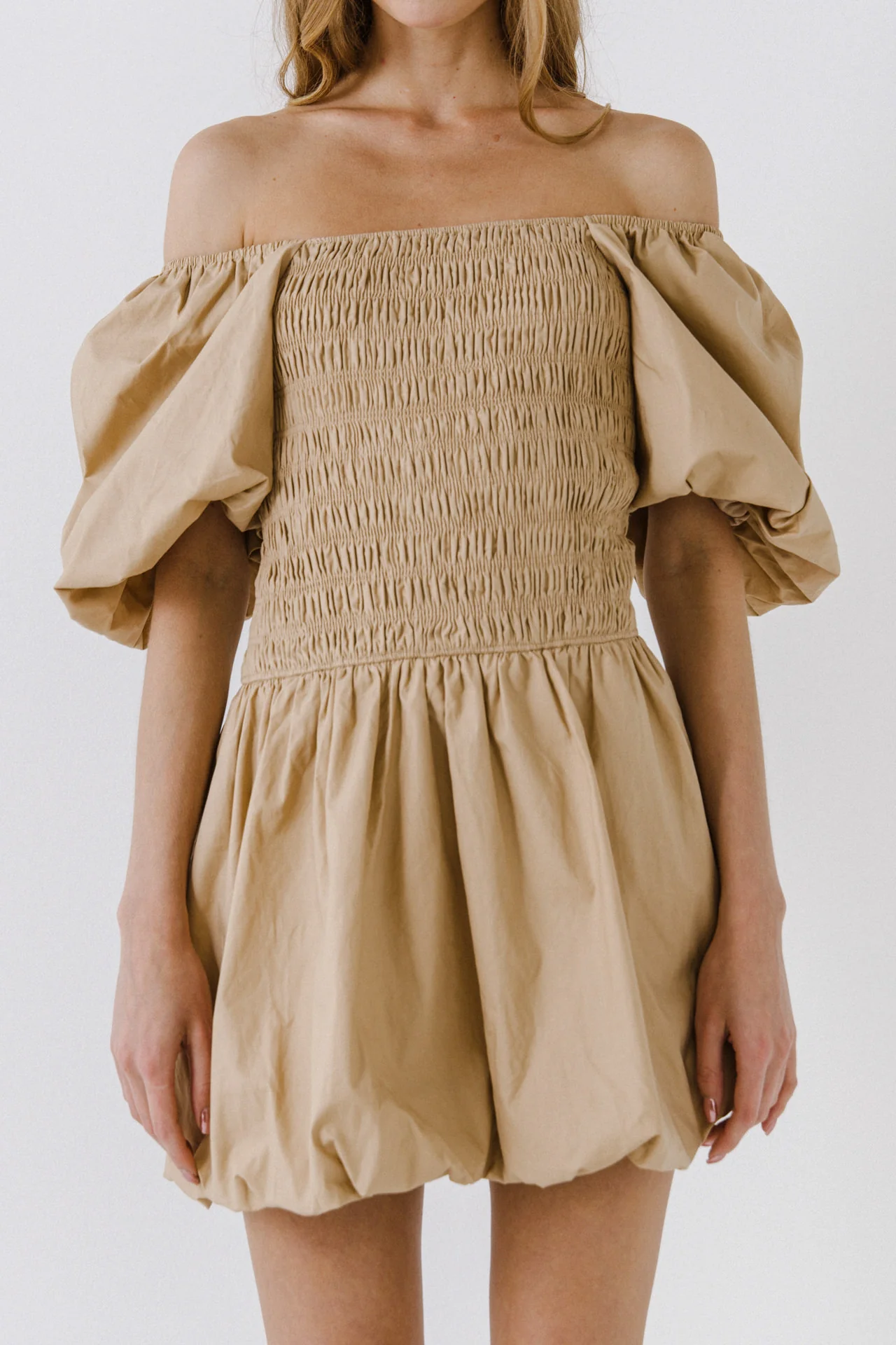 Smocked Puff Mini Dress