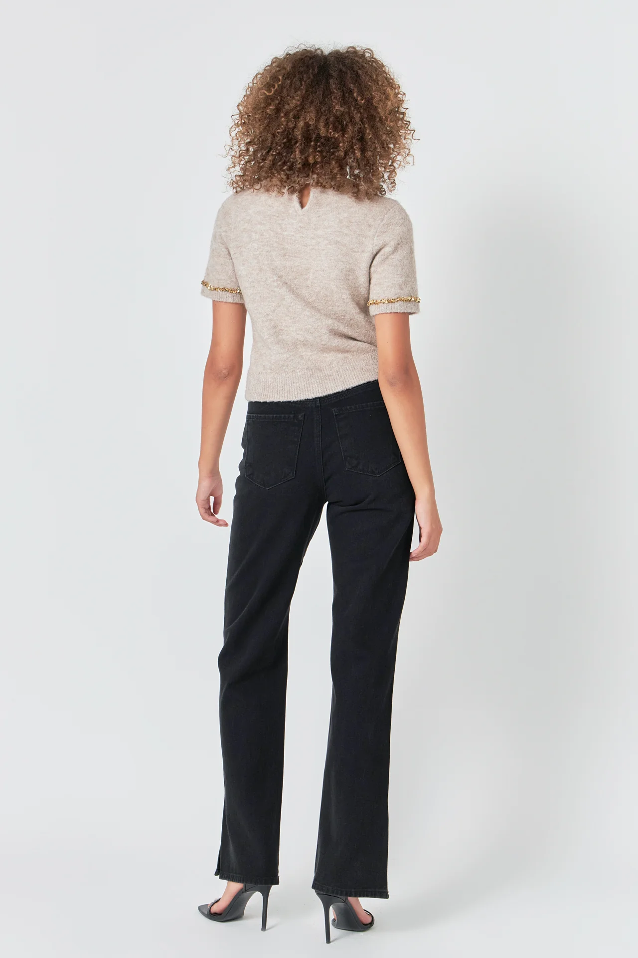 Trimmed Knit Short Sleeve Top