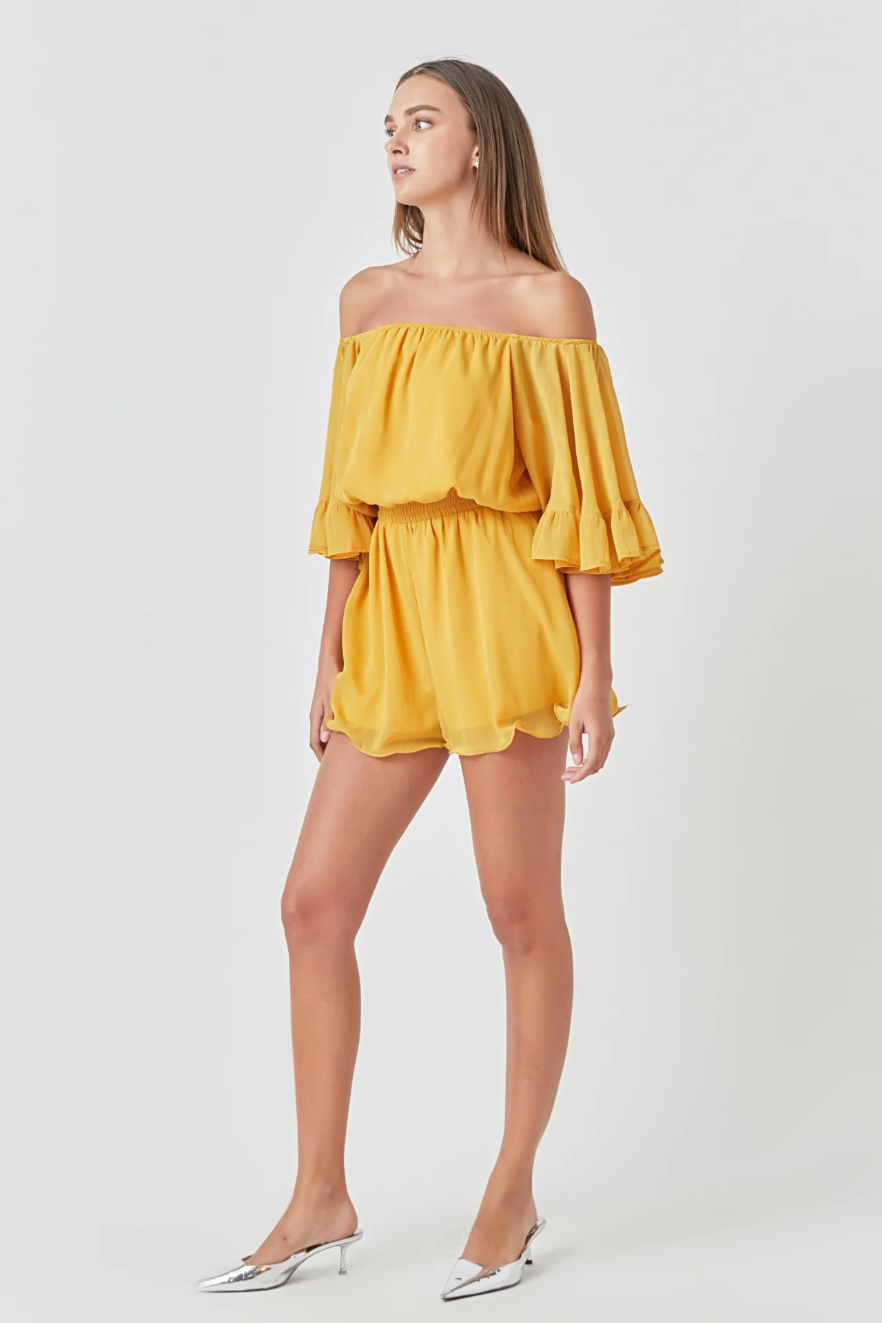 Ruffled Sleeve Romper