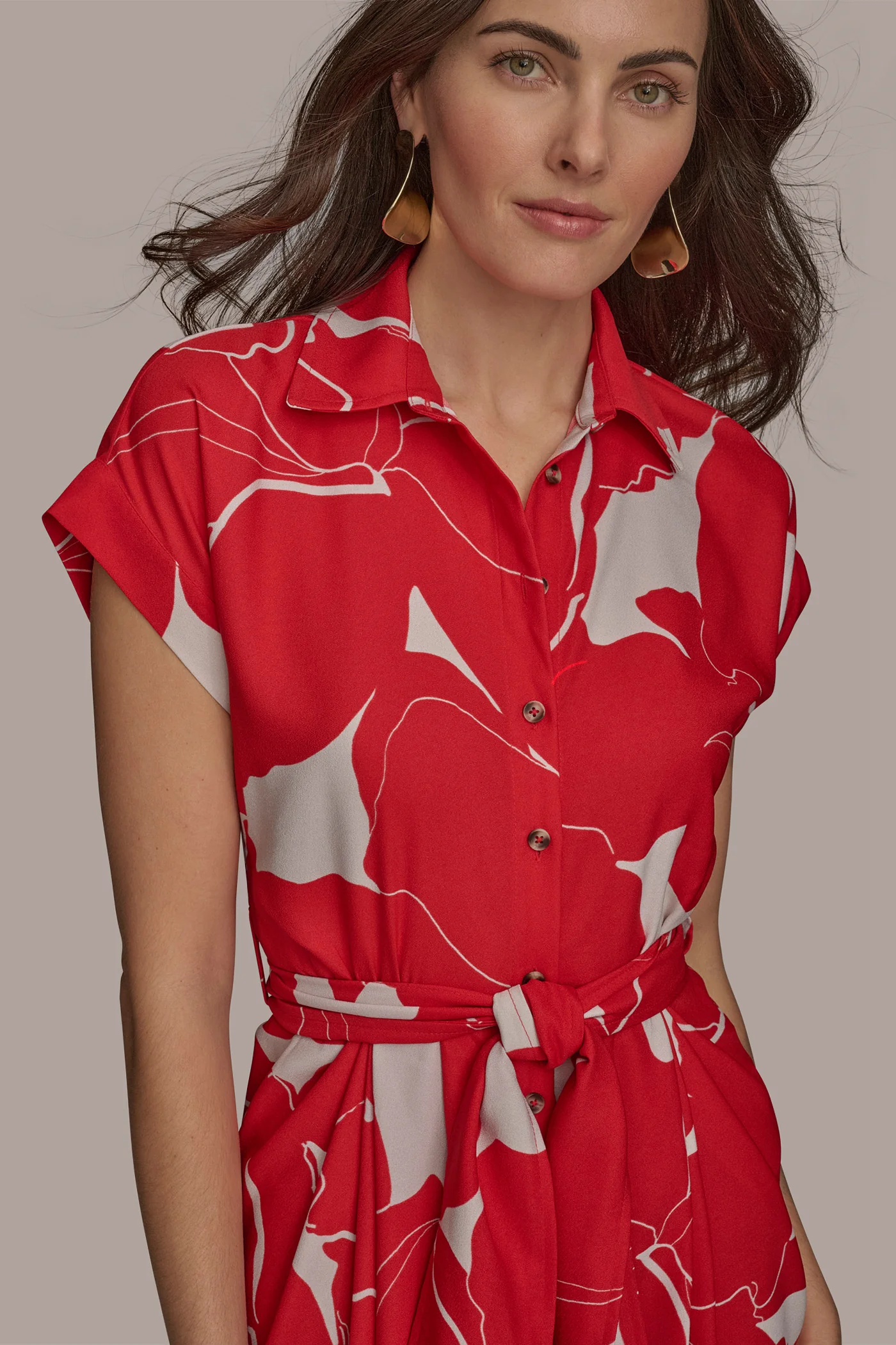 PRINTED CREPE SHIRT DRESS