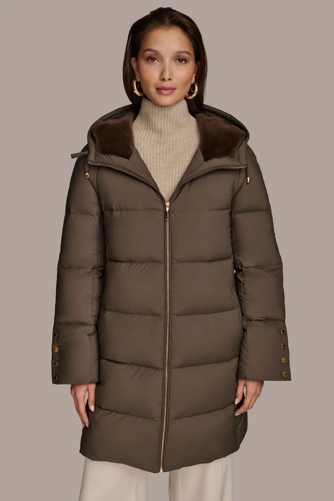 Long Hooded Down Filled Puffer Coat