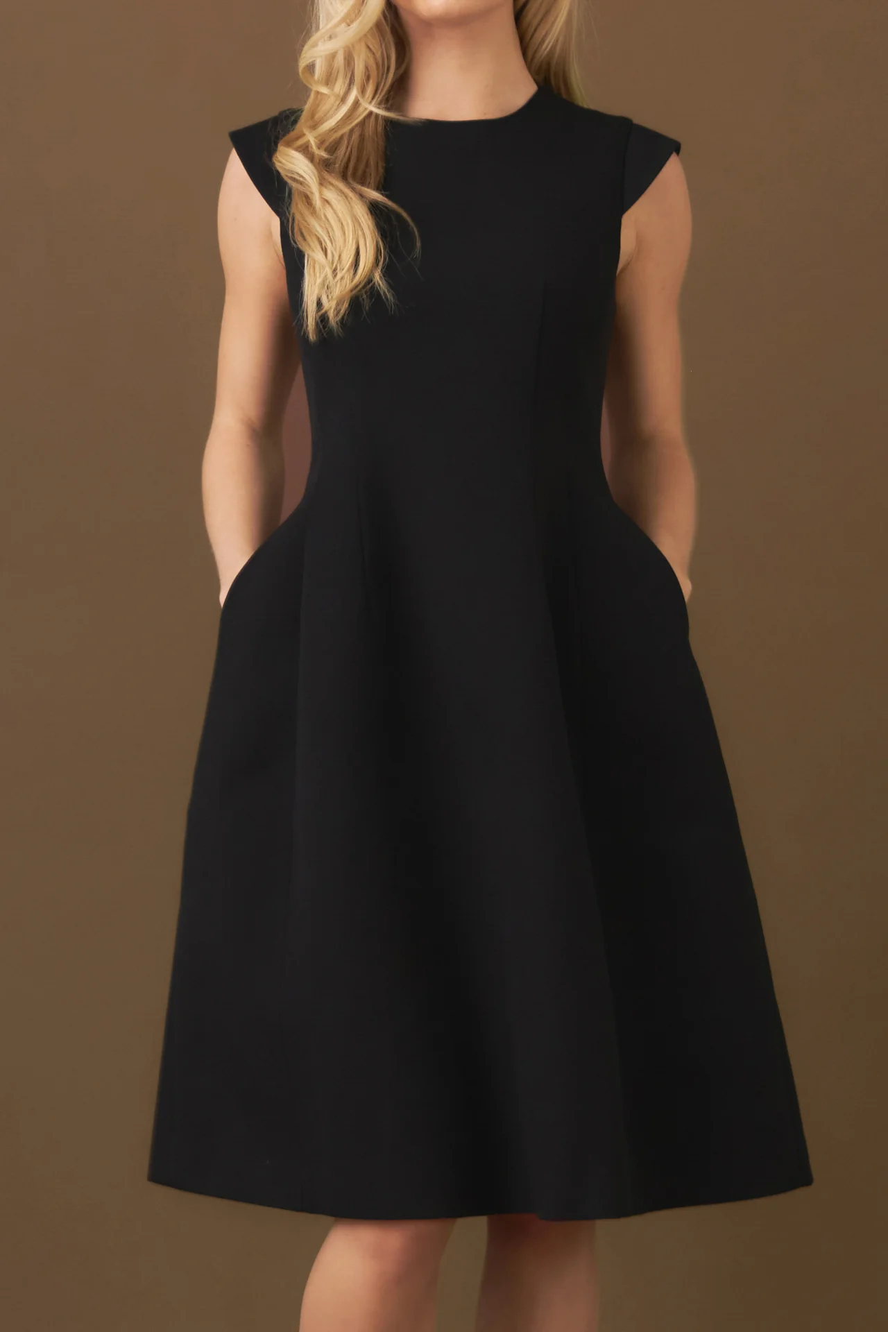 Voluminous Cap Sleeve Midi Dress