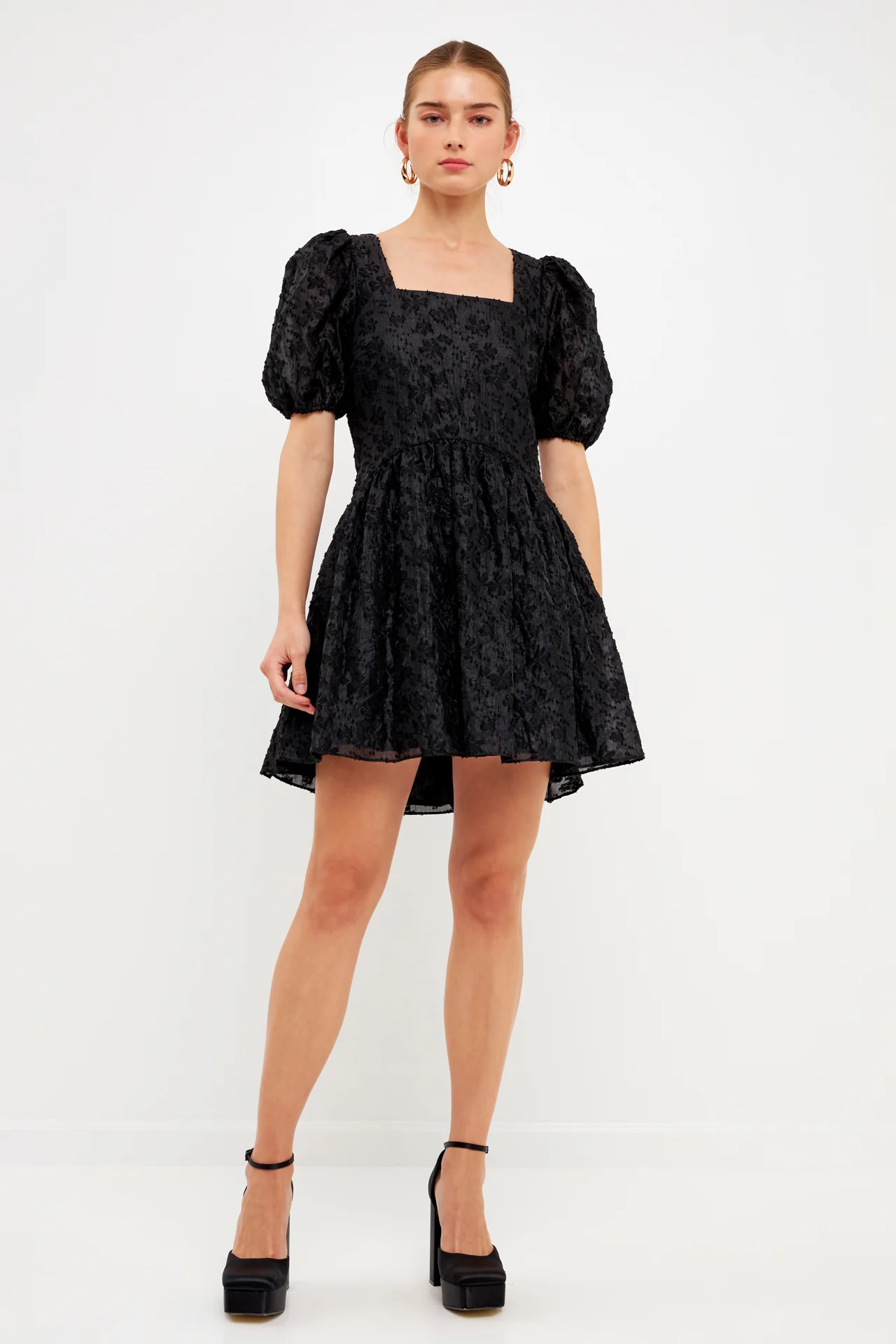 Texture Floral Organza Mini Dress