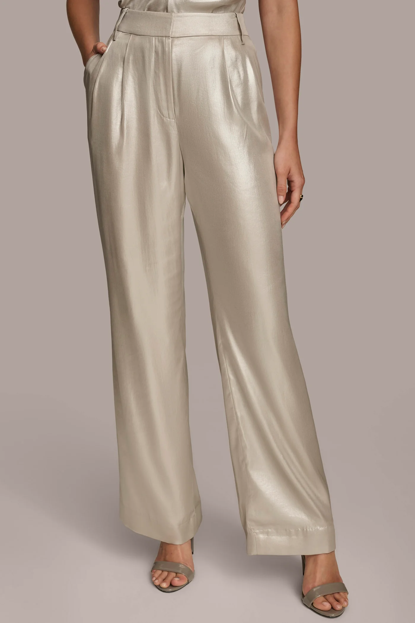 NOVELTY PLEATED WIDE LEG TROUSER