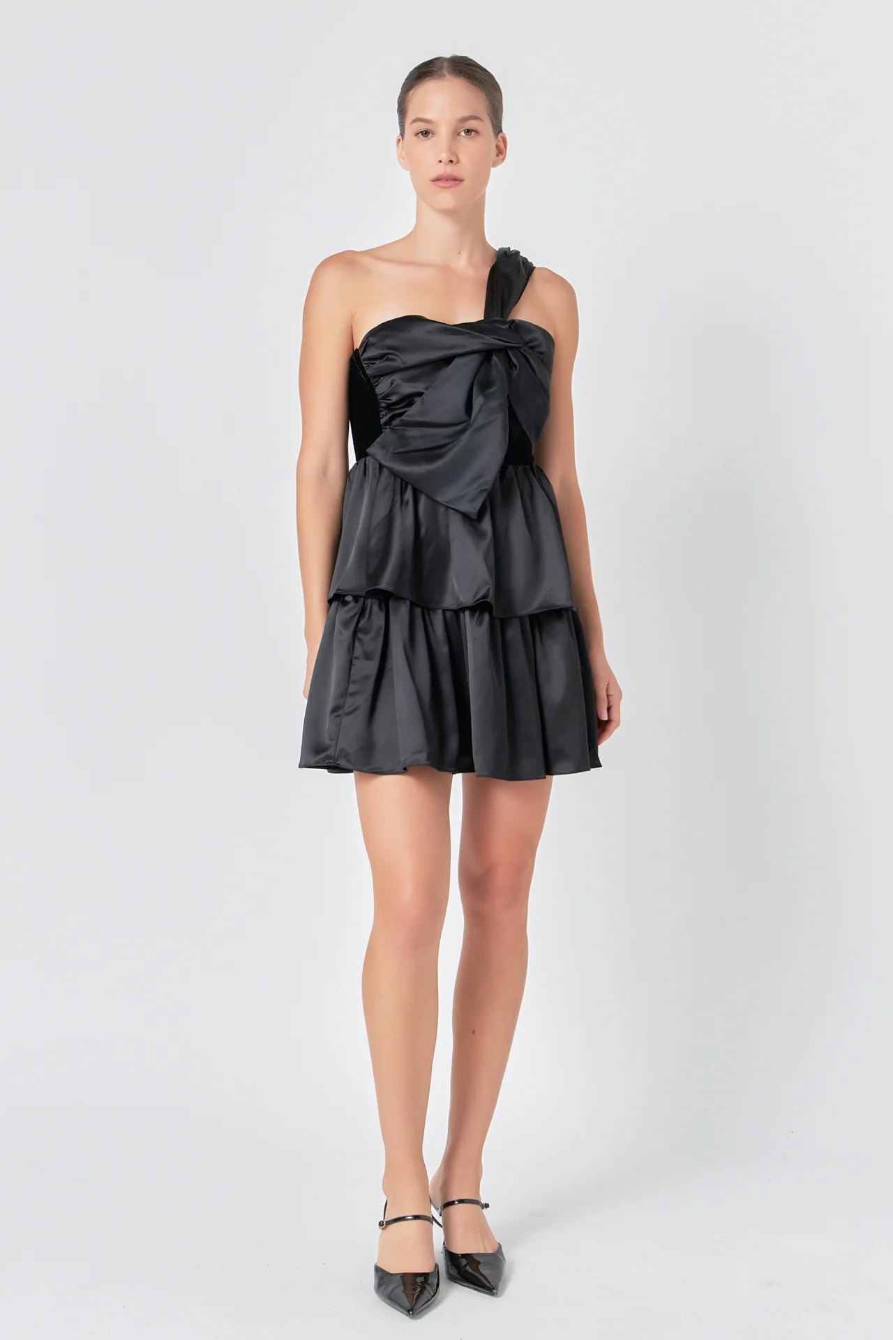 One-Shoulder Satin Mini Dress