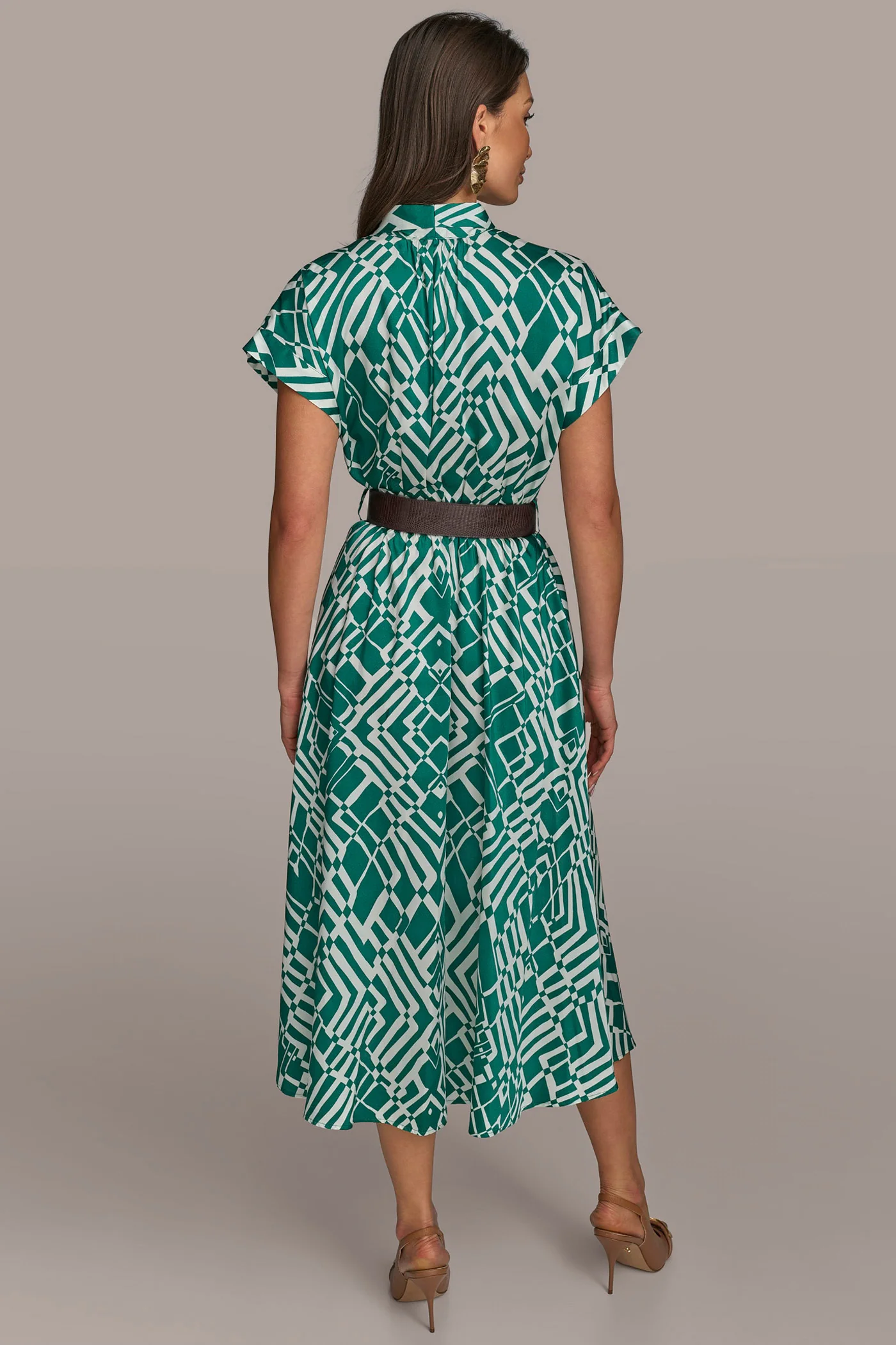 ABSTRACT MIDI SHIRT DRESS