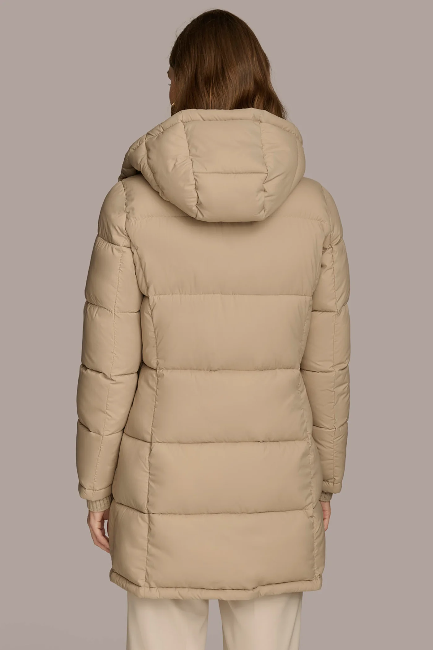 Hooded Ribbed Trim Puffer Jacket