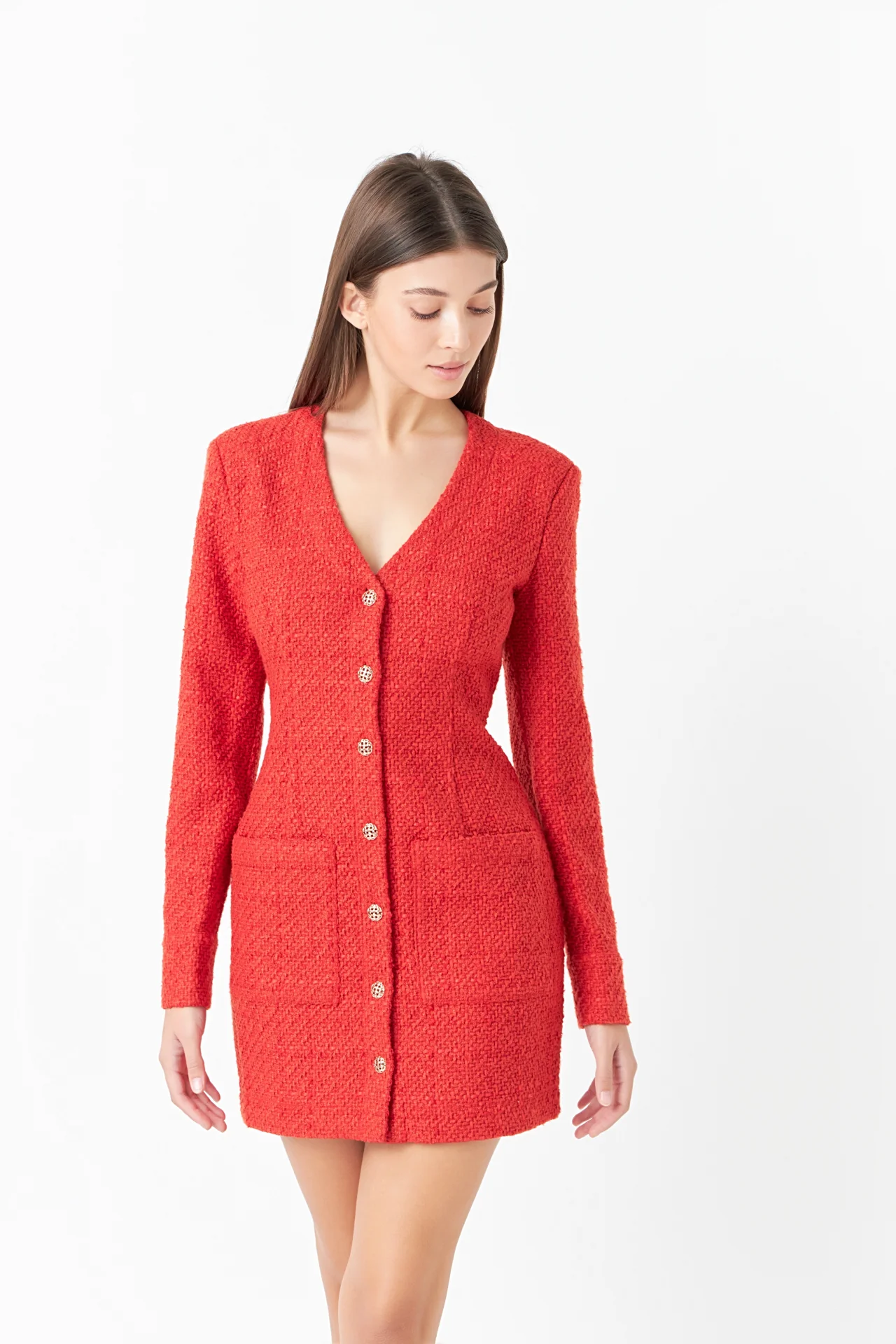 Textured Button Down Dress