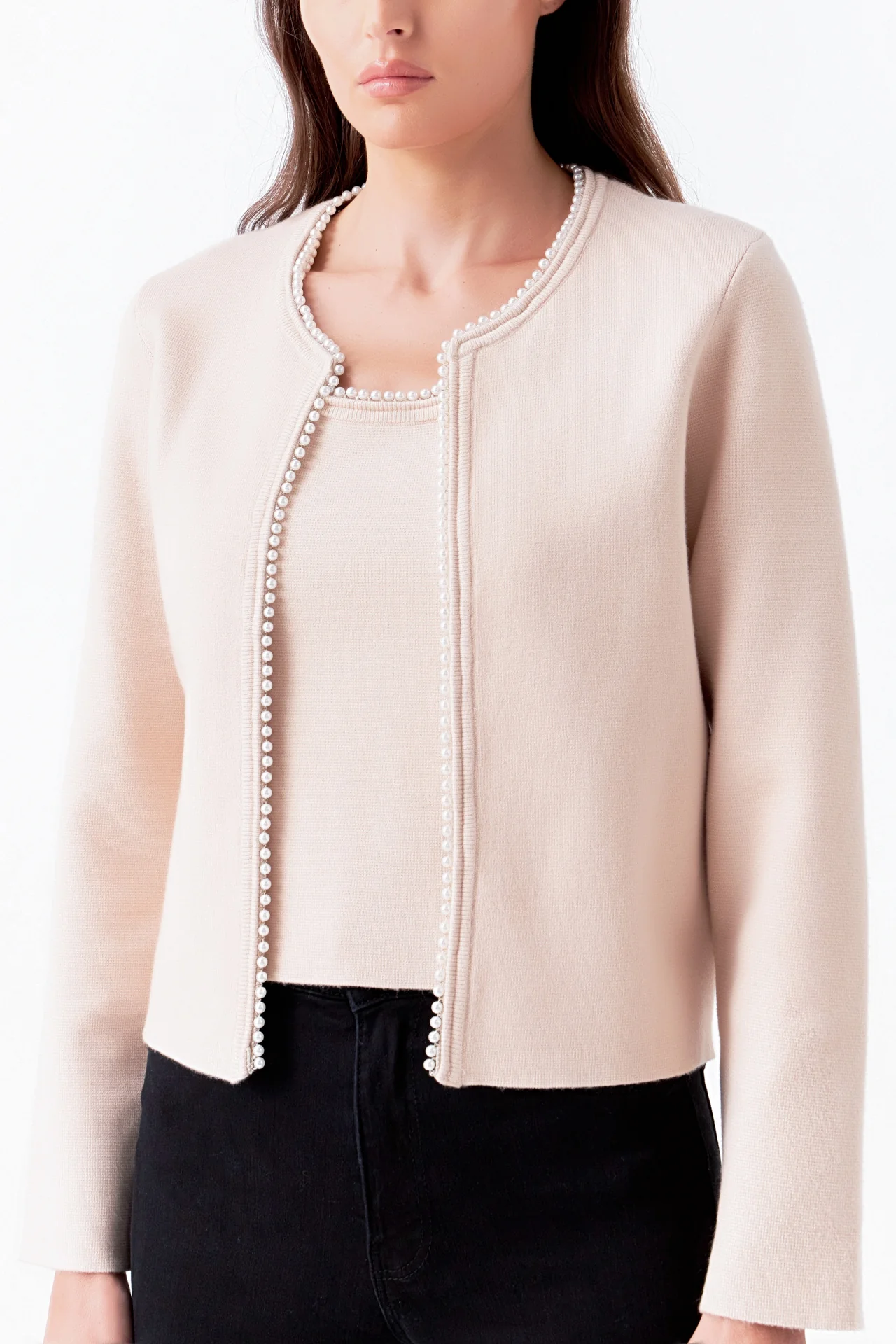 Pearl Trim Knit Cardigan