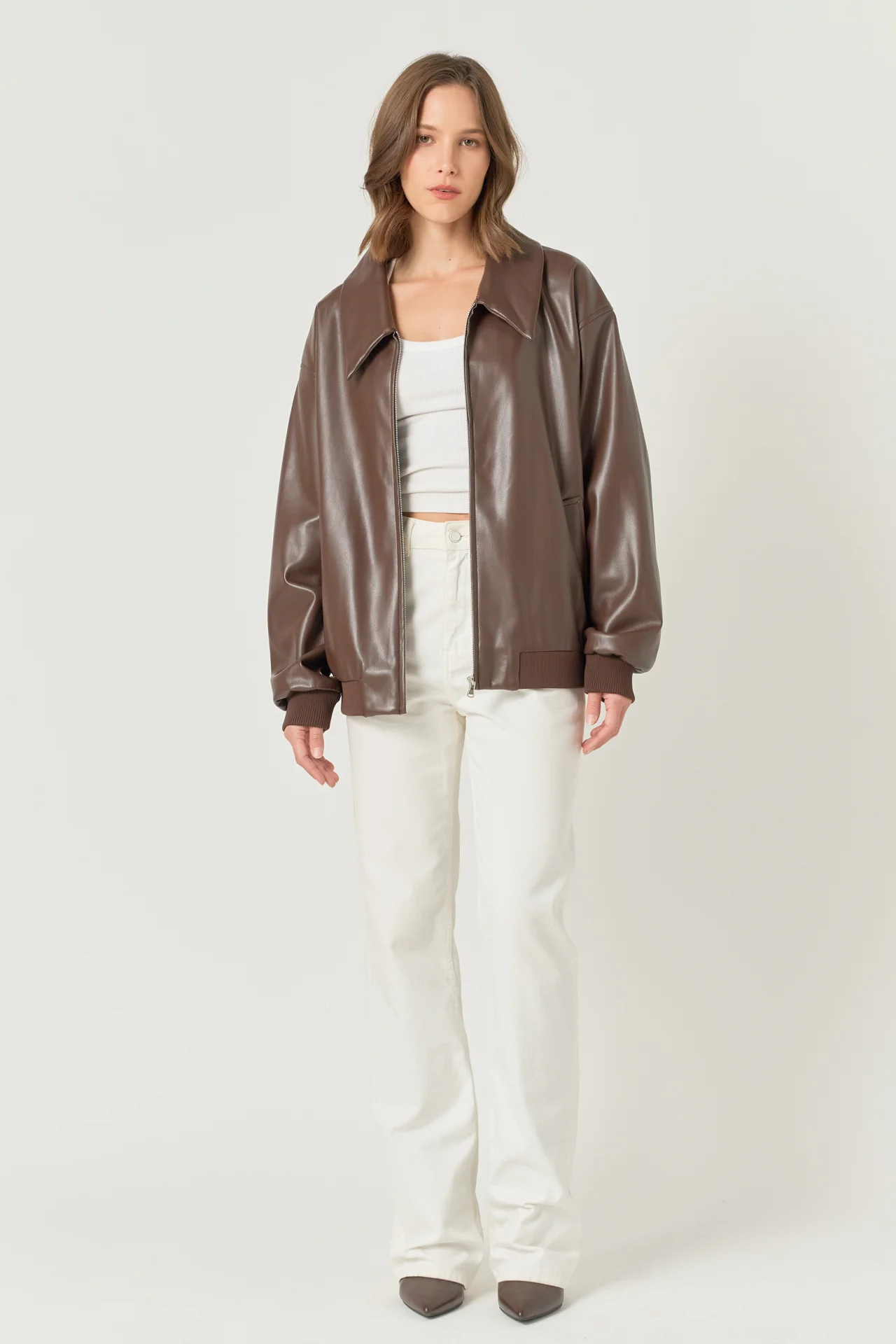 Oversized Faux Leather Jacket