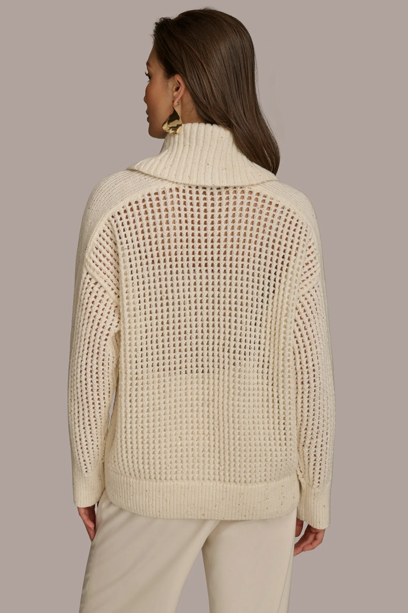 COWL NECK CUTOUT SWEATER
