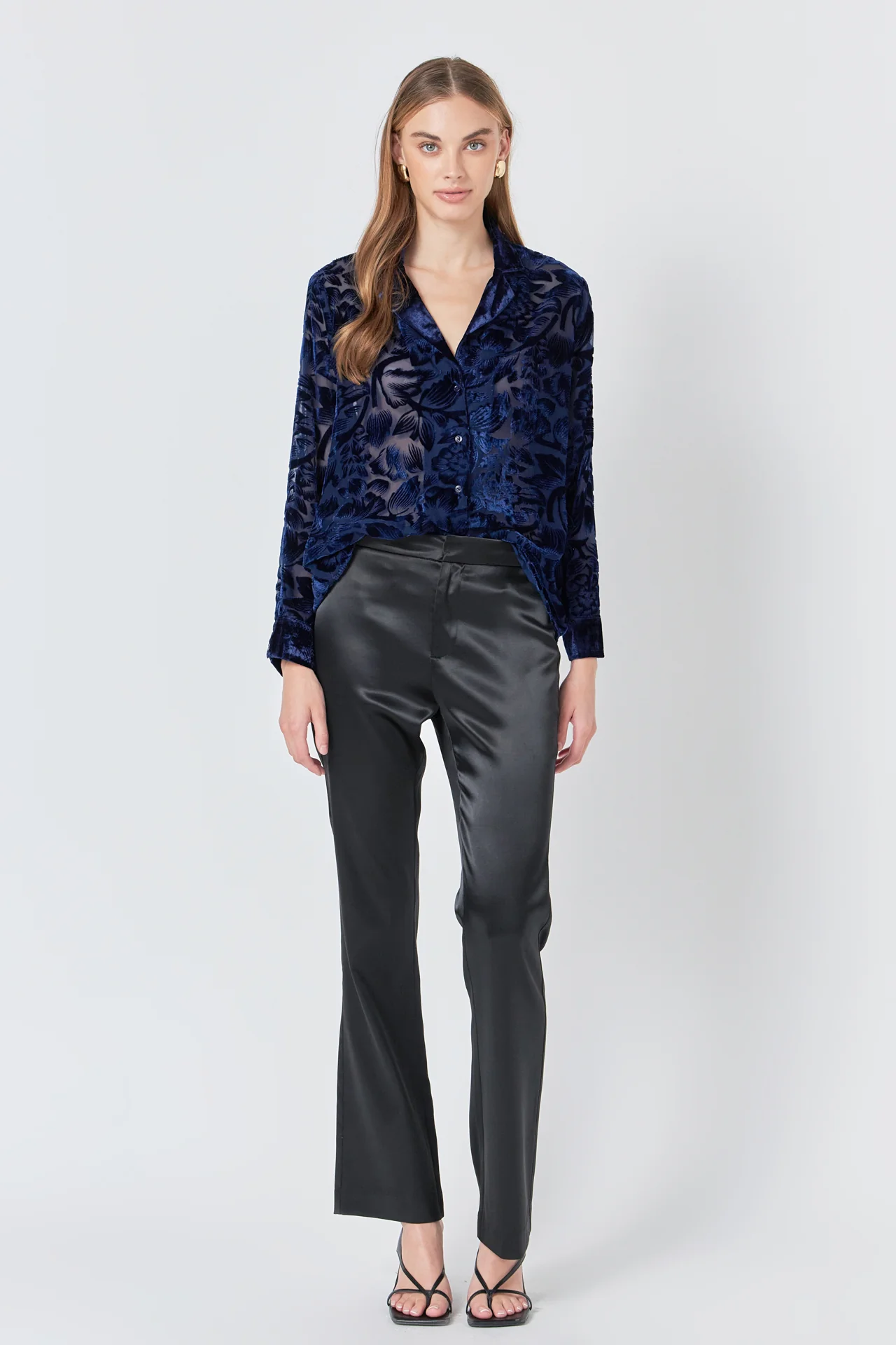 Velvet Burnout Collared Top