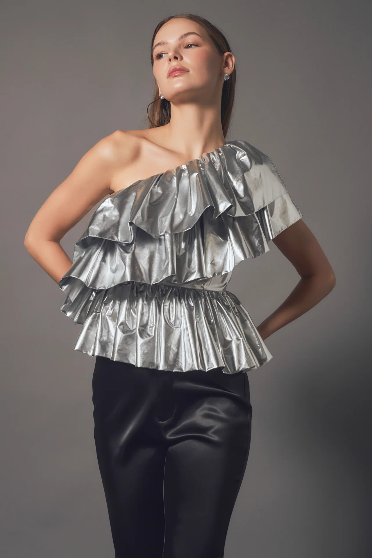 Metallic Tiered Top