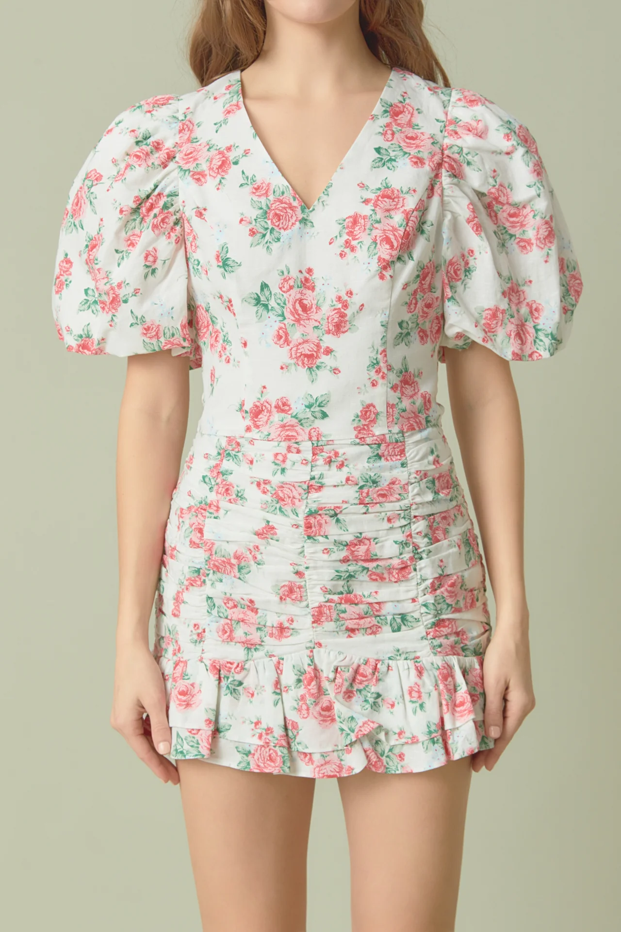 Floral Linen Puff Sleeve Top