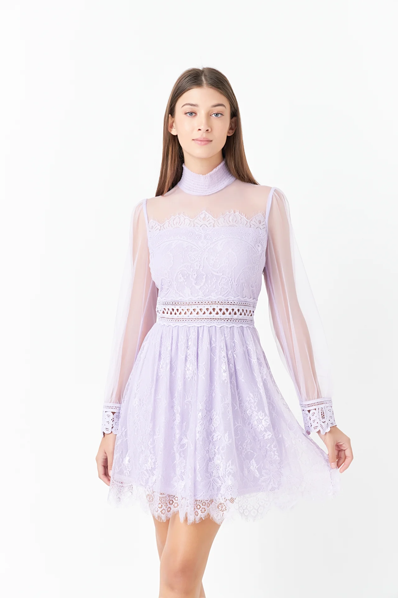Long Sleeve Lace Mini Dress