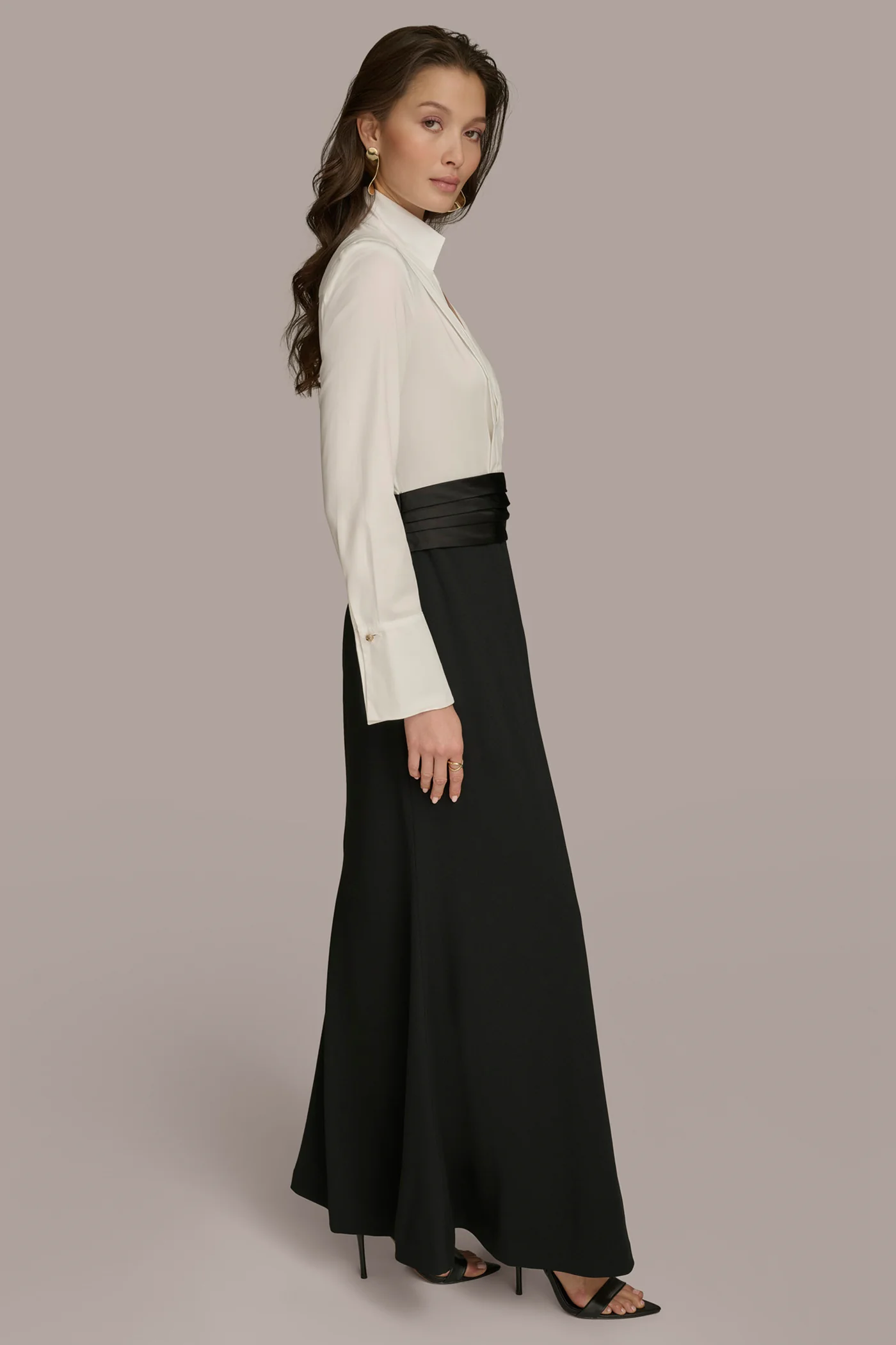 TUXEDO GOWN WITH FRENCH CUFFS