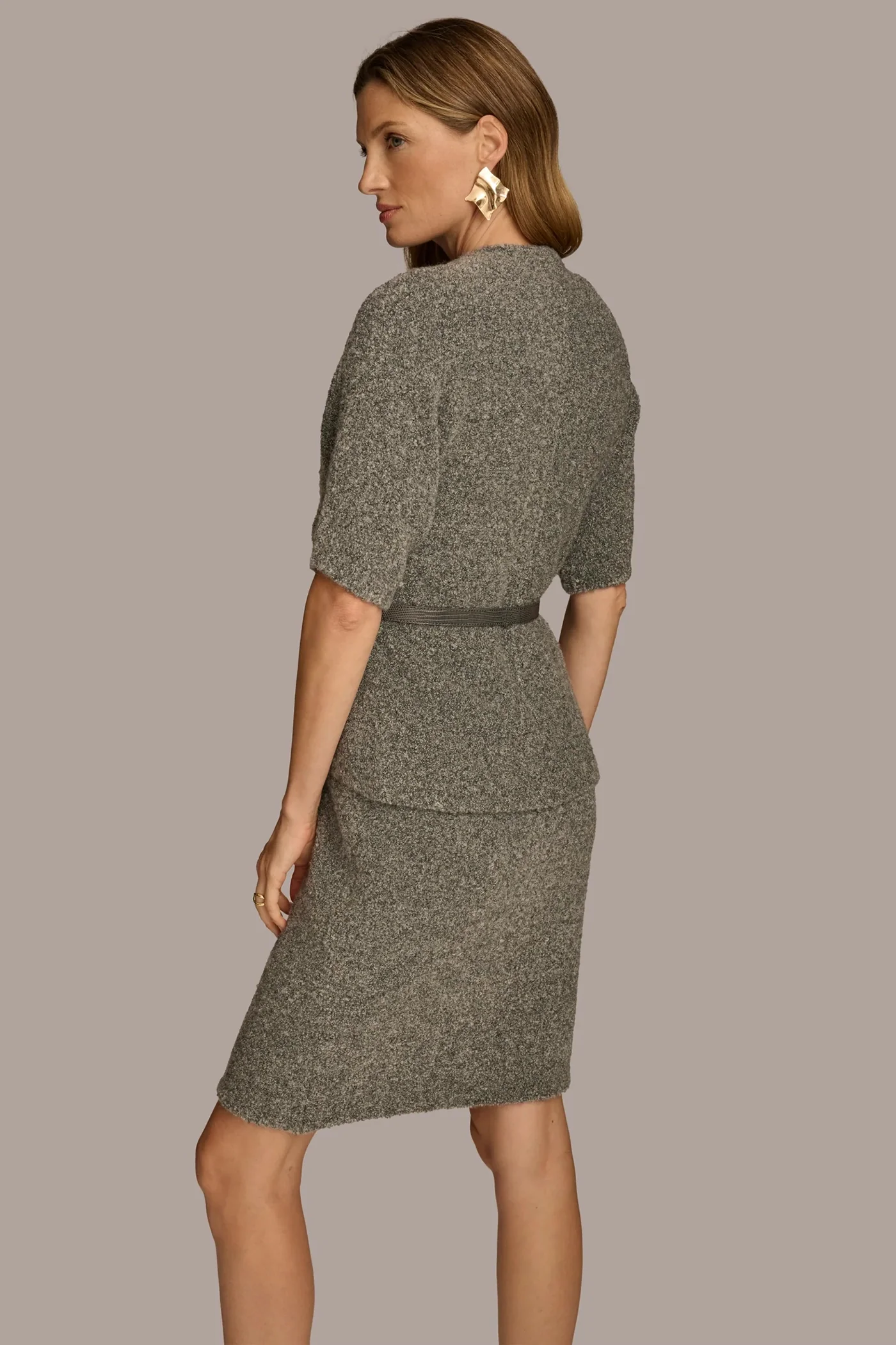 TWO PIECE SWEATER DRESS WITH BELT