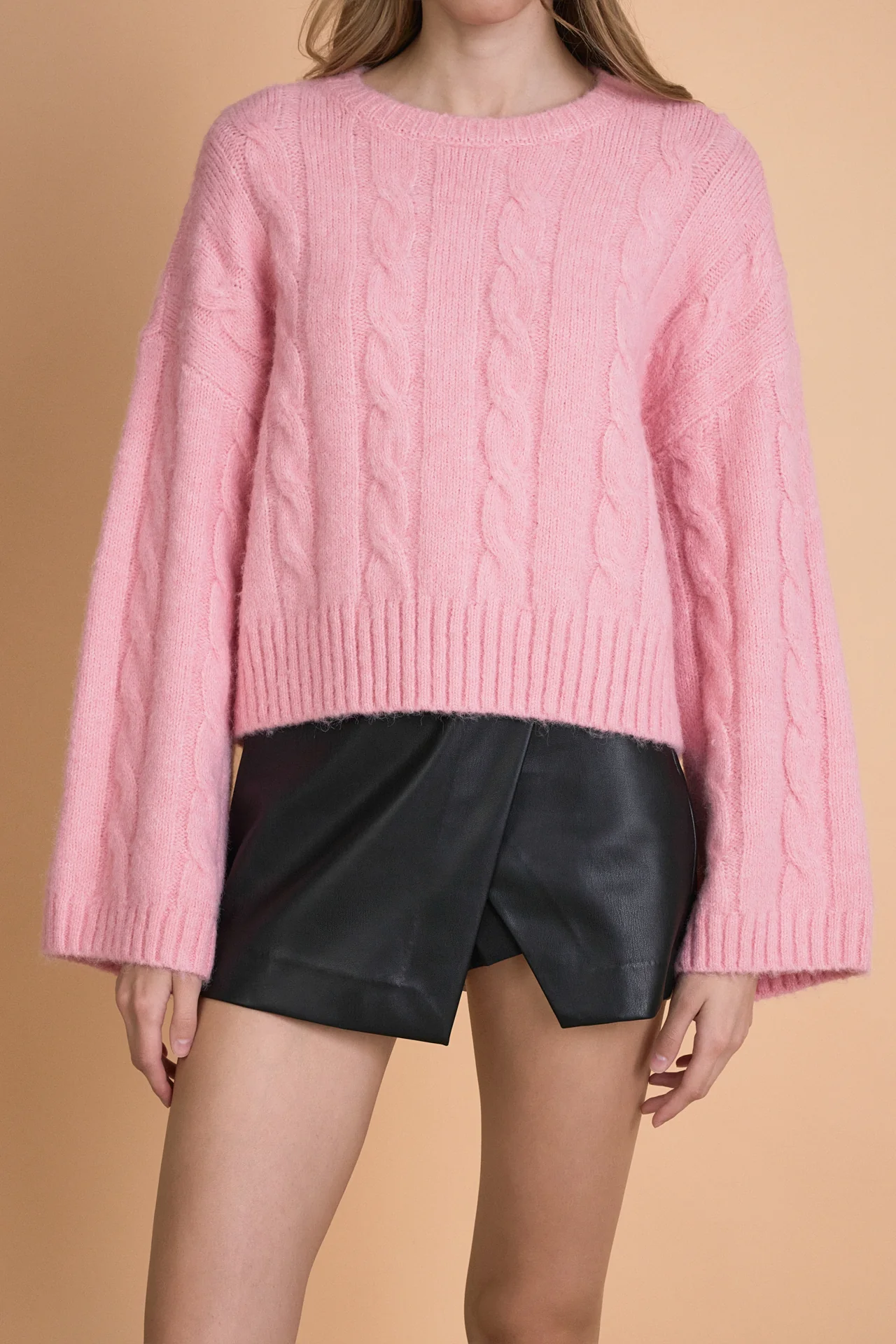 Cable Knit Cropped Sweater