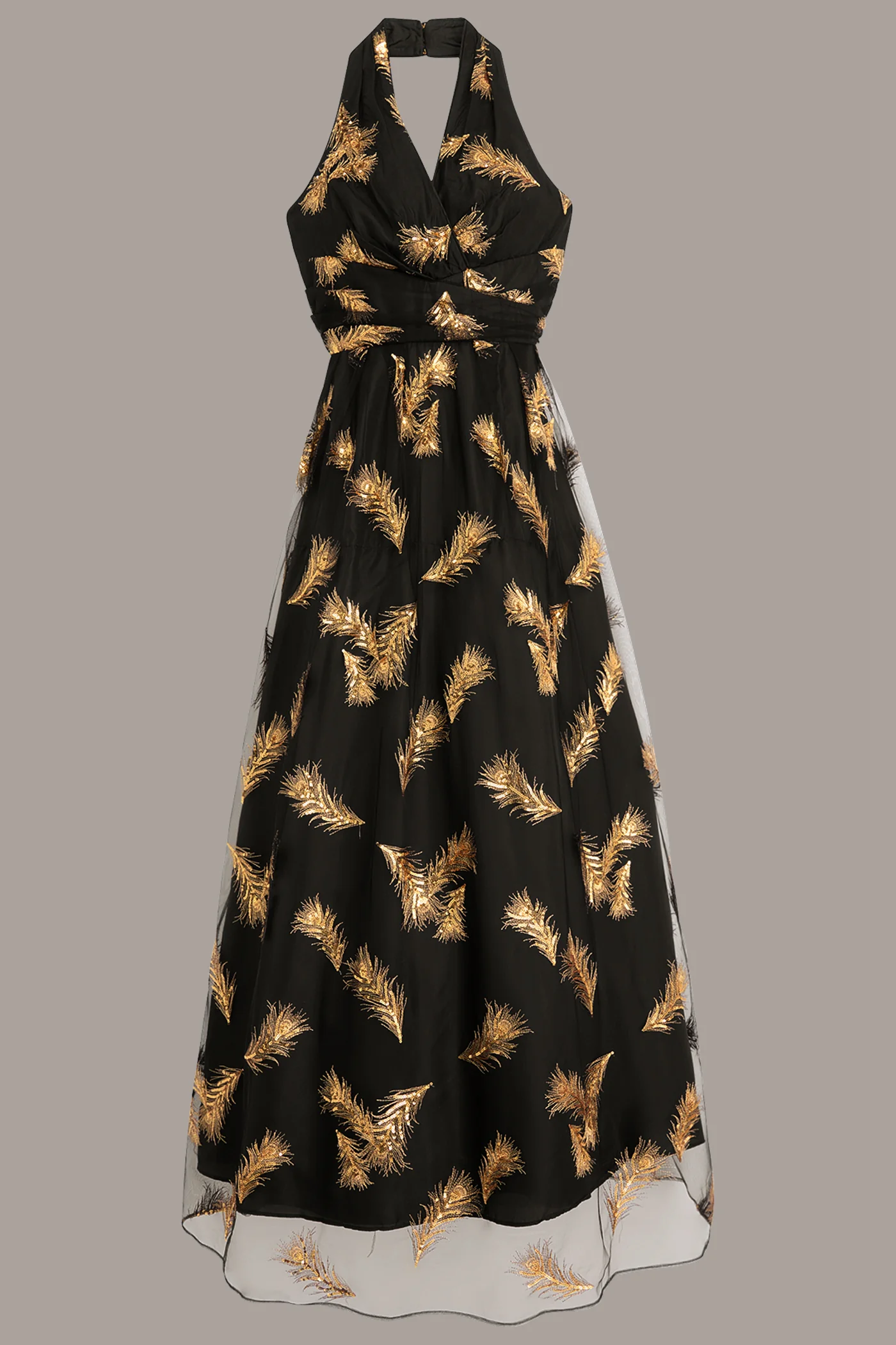 HALTER NECK GOWN WITH EMBELLISHED SEQUIN