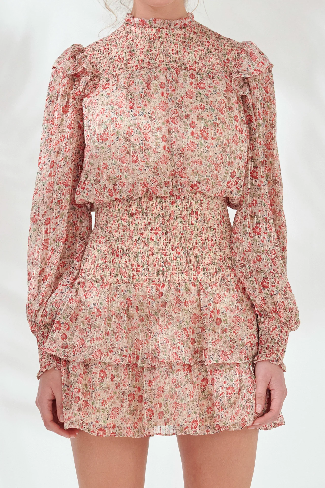 Floral Stripe Chiffon Dress