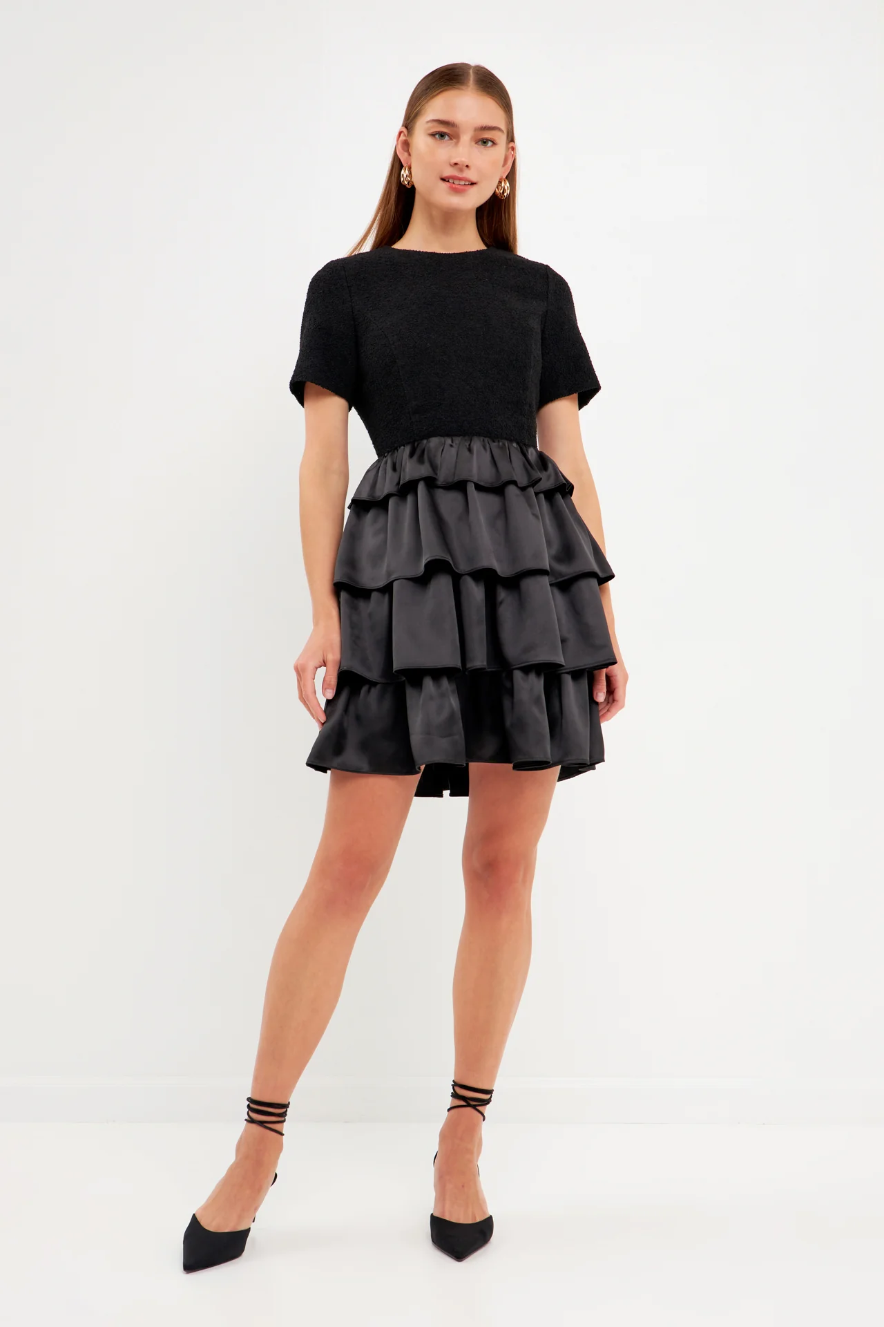 Boucle Satin Mini Dress